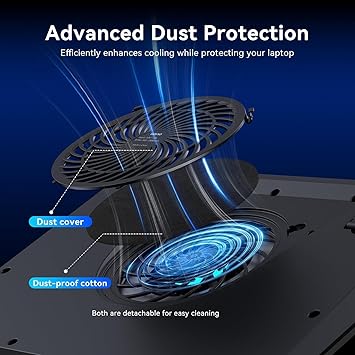 llano Gaming Laptop Cooler, V12 Laptop Cooling Pad Stand with 5.5inch Fan, Fast Cooling Computer Laptop 15.6-21in, Adjustable Speed, Touch Control, 3-Port USB A, A Mouse Pad Included
