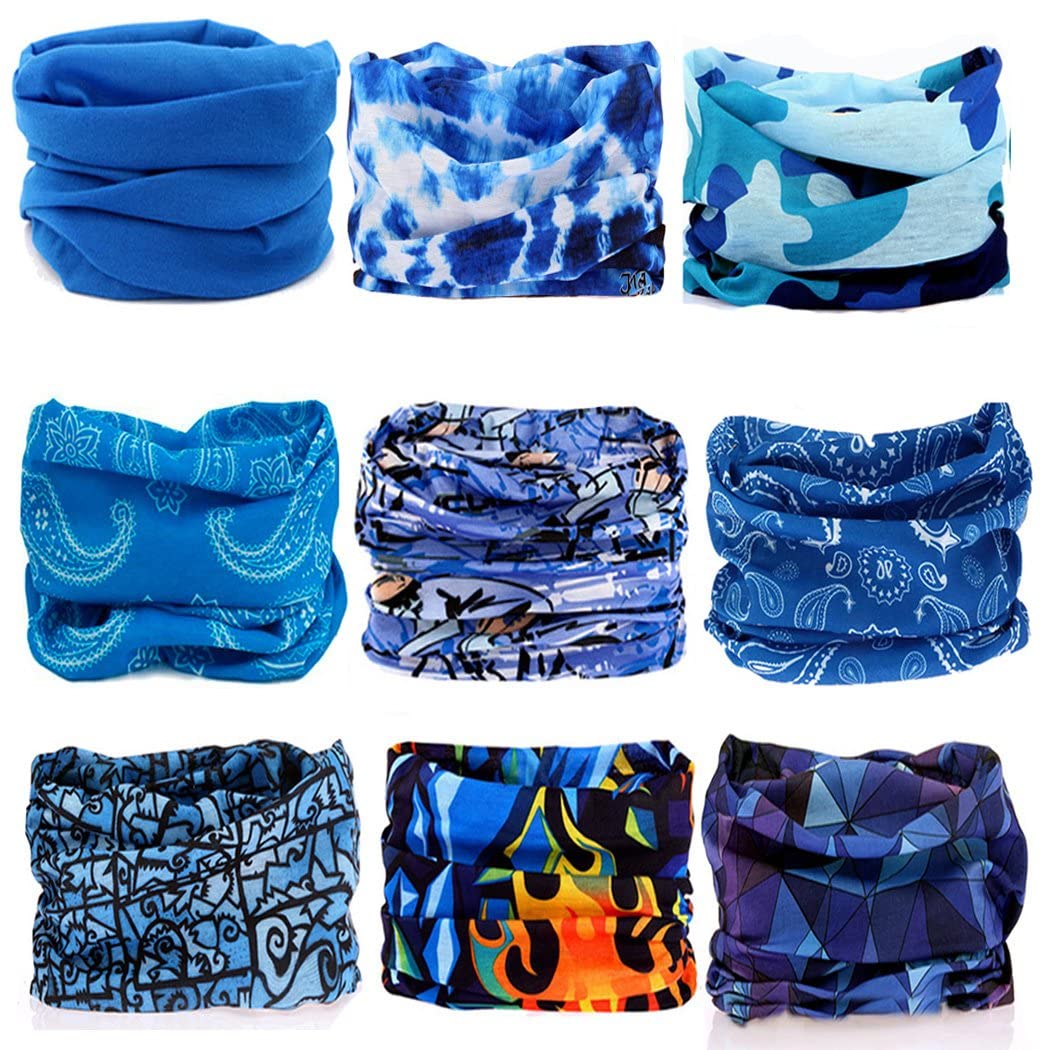 ZaySooHead Wrap Headwear Sport Headband Sweatband Patterns Magic Scarf for Camping, Running, Cycling, Fishing (Multicolor) (Pack of 9)