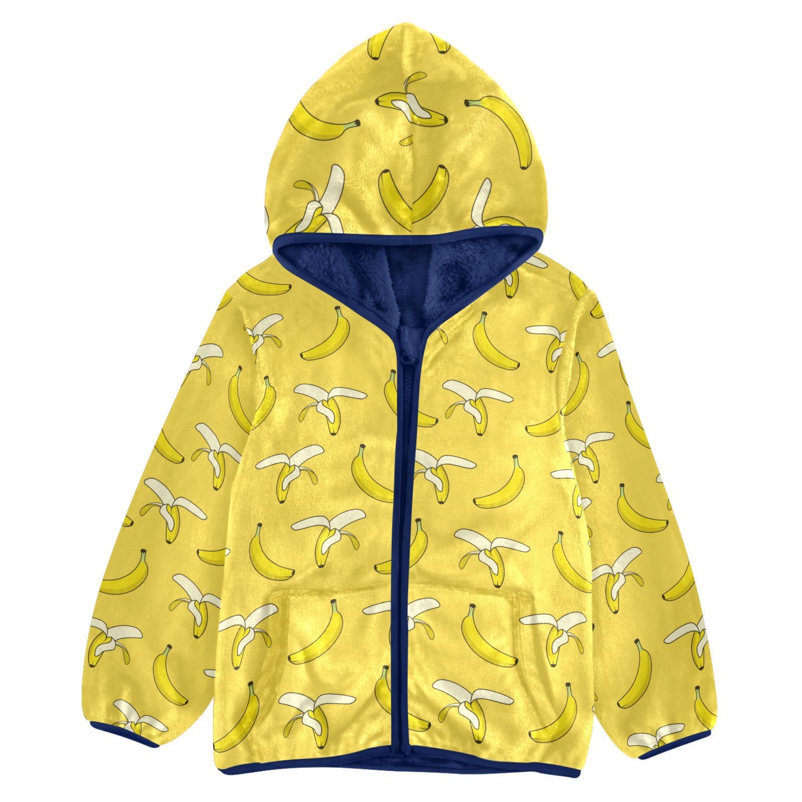 Aflyko Boys Fleece Coat Blue Zip-Up Hoodie Girls Outerwear Kids Hooded Jacket