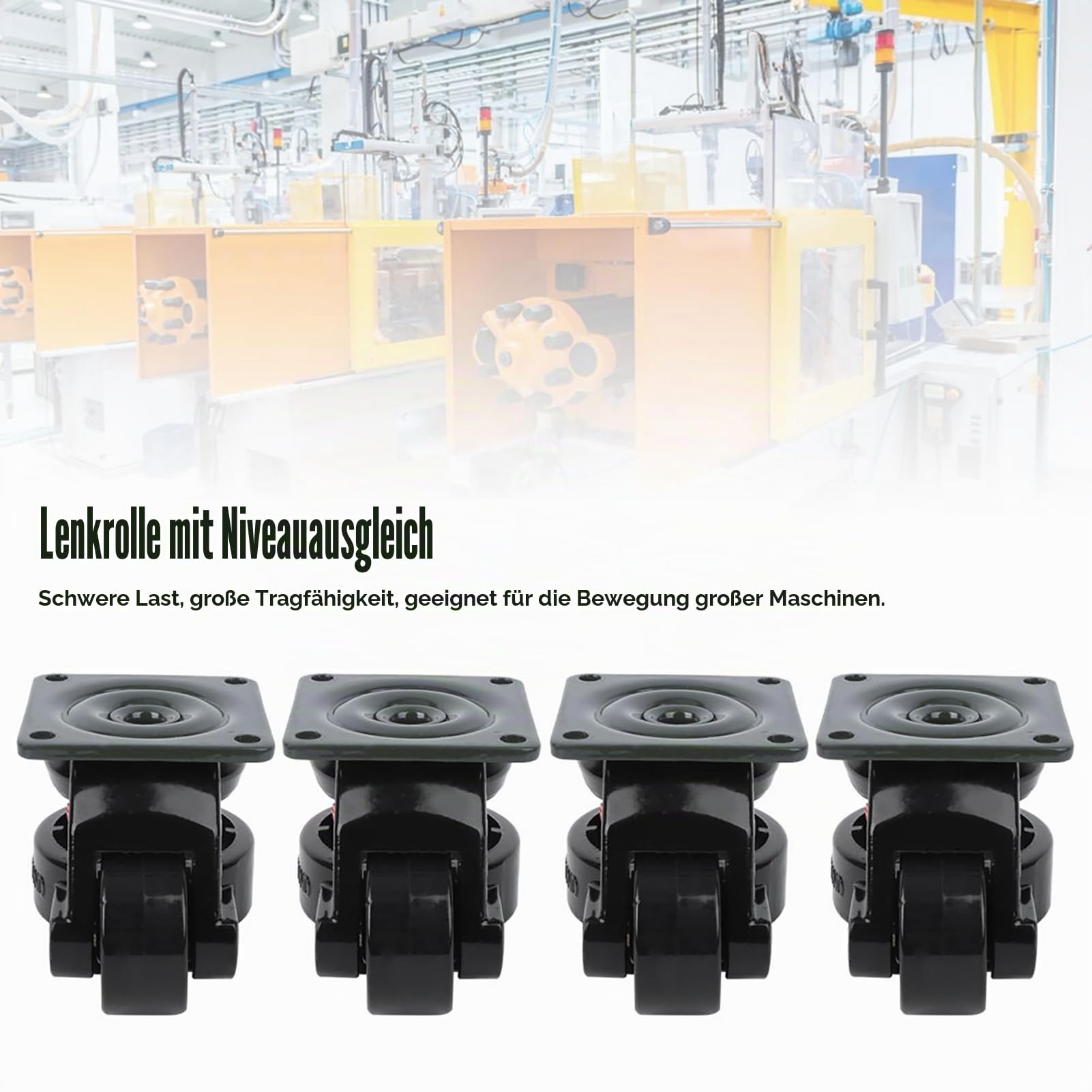 Nivellierende Schwerlastrollen 4er-Set aus Nylon, 250kg Tragkraft pro Rolle, geeignet für Schweißtische und Maschinen, GD-60F