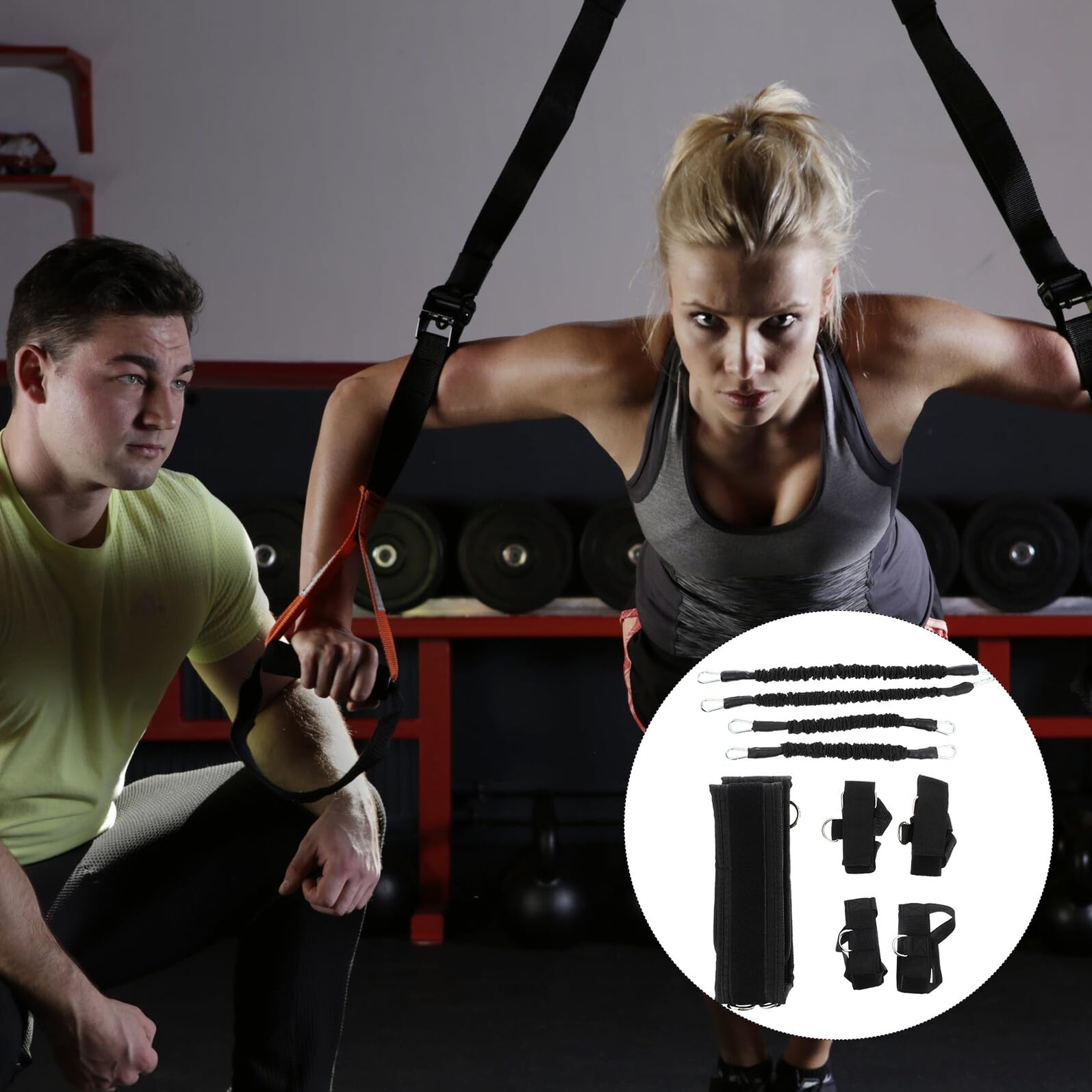 SHERCHPRY Bande Élastique Musculation Haute Résistance en Tissu Oxford et Corde en Latex pour Exercices Fitness à Domicile Extérieur, Entraînement Bras et Taille