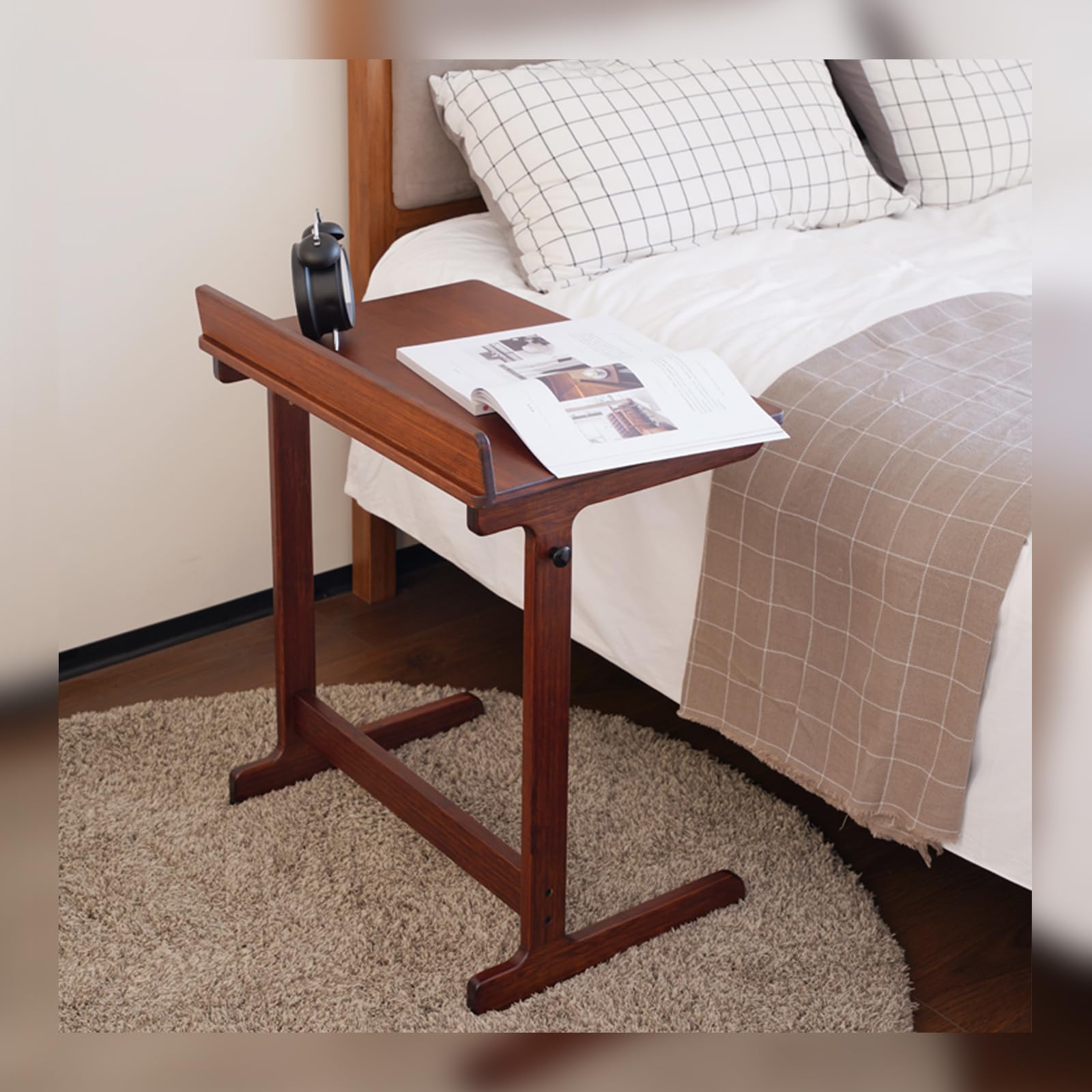 JIKUGO Mueble Auxiliar de Bambú, Mesa Auxiliar de Sala de Estar, Mesa Auxiliar Pequeña, Mesa de Café de Dormitorio, Mesas de Sofá Deslizables para Sala de Estar y Espacios Pequeños