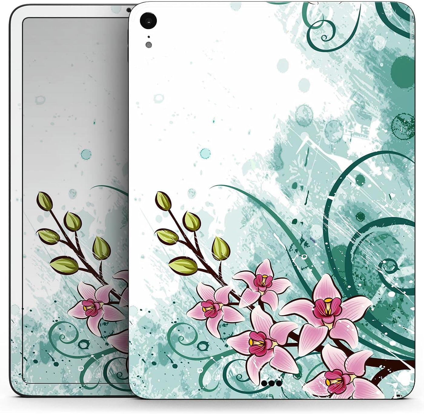 DesignSkinz - Pink & Green Watercolor Floral Full-Body Wrap Decal Protective Skin-Kit Compatible with Apple iPad mini 5 (A2133/A2124/A2126/A2125) image 2