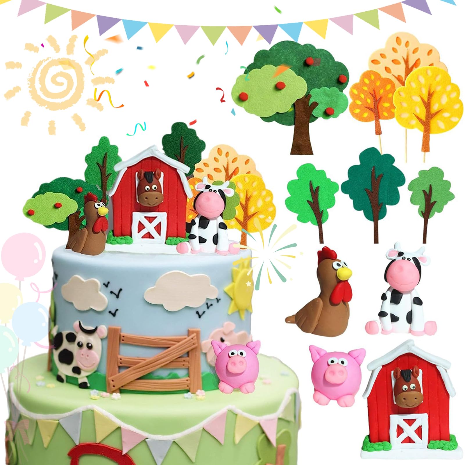 Décoration De Gâteau Animaux De La Ferme - Set De 8 Figurines Pour Anniversaire Enfant