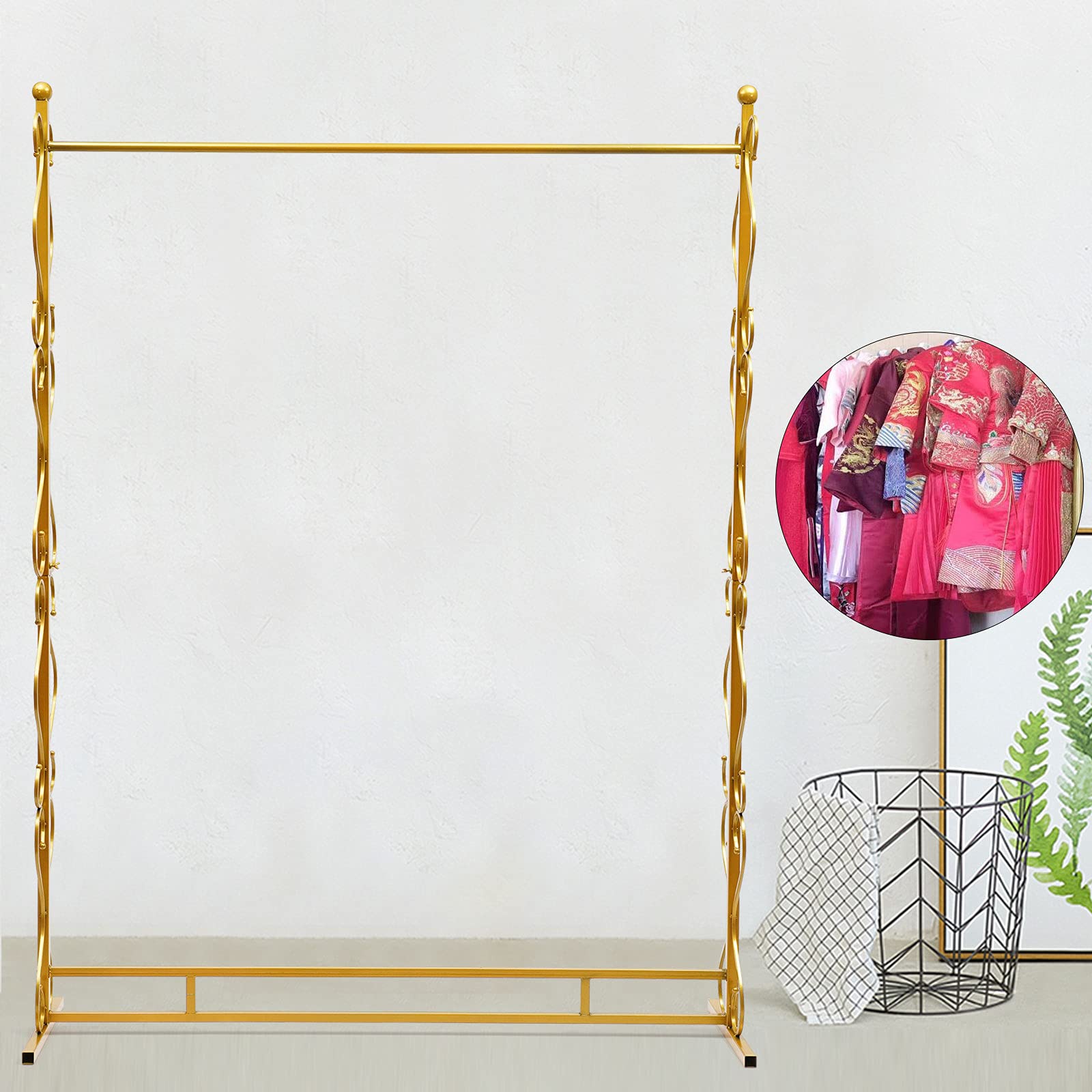 Commerciële Bruids Winkel Winkel Decoraties Boutique Gold Metal Kleding Kledingstuk Stand Display Goud Showcase Trouwjurk Rack