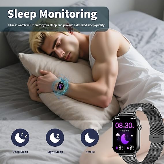 Smart Watch for Women Men, 1.83 HD Smartwatches (Answer/Make Call), IP68 Waterproof Activity Fitness Tracker, HR, Sleep Monitoring, Pedometer, Fitness Watch for Android iOS (Black)