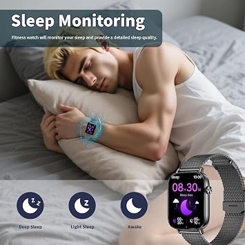 Smart Watch for Women Men, 1.83 HD Smartwatches (Answer/Make Call), IP68 Waterproof Activity Fitness Tracker, HR, Sleep Monitoring, Pedometer, Fitness Watch for Android iOS (Black)
