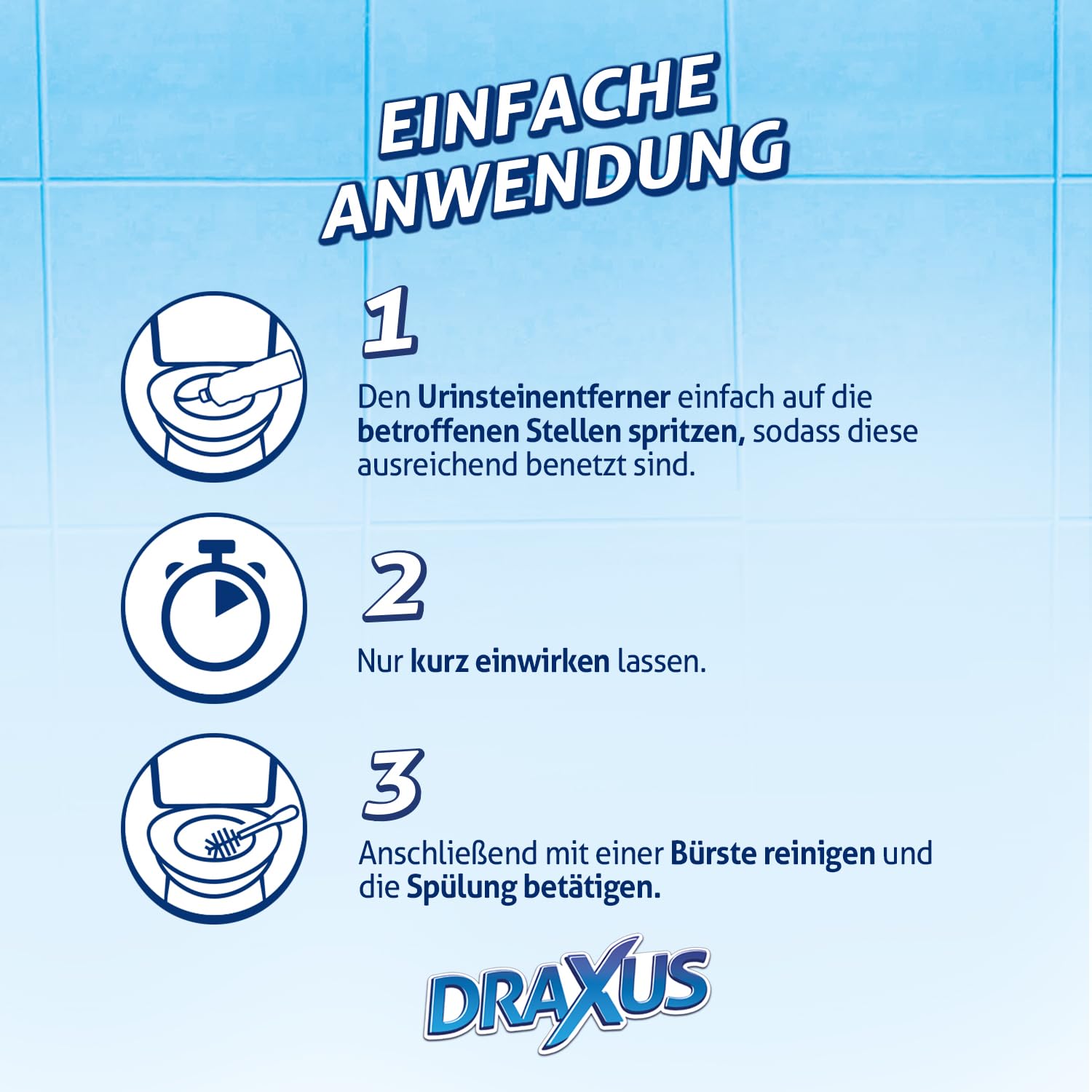 DRAXUS Profi Urinsteinentferner Extra Stark - 1,0L | Beseitigt hartnäckigsten Kalk- und Urinstein | WC Reiniger & Urinsteinlöser gegen schwerste Verkrustungen (3x Spar-Set)