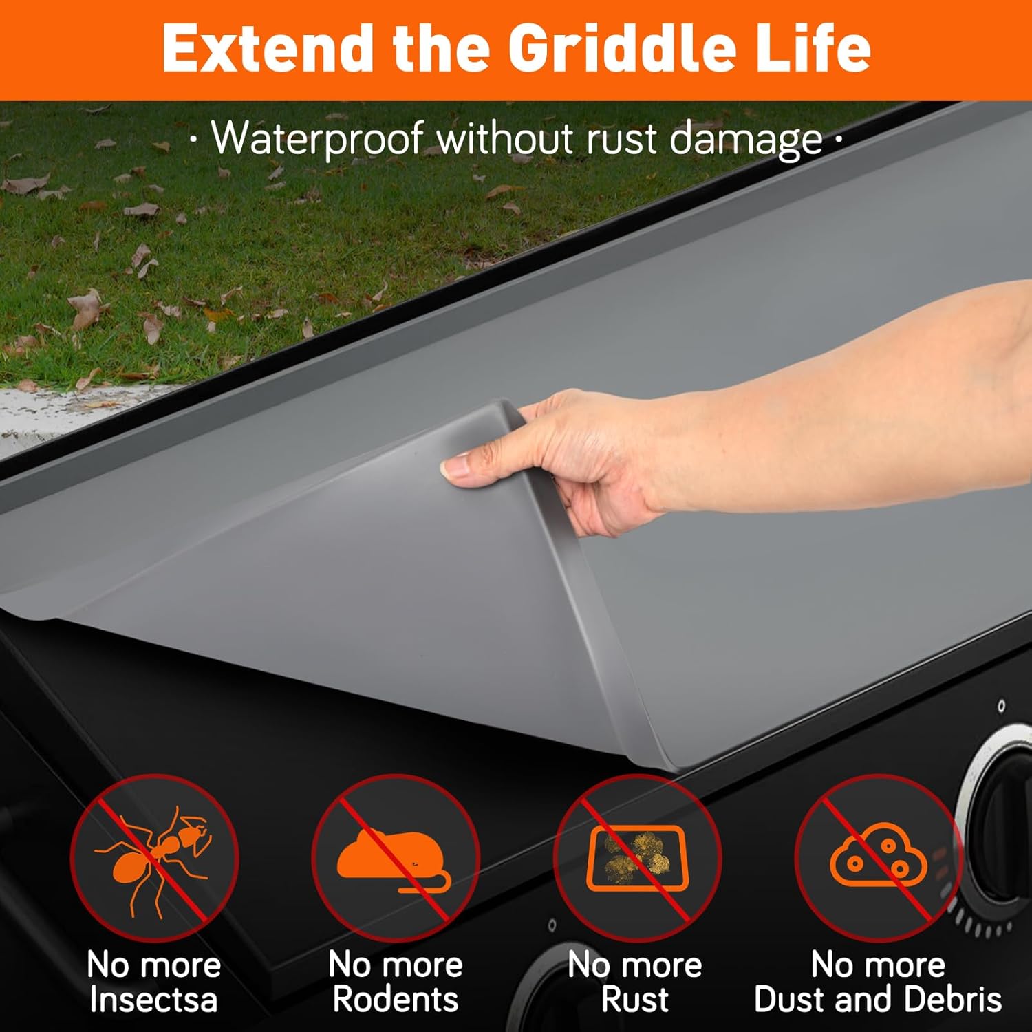 Wohbay Griddle Mat for Blackstone, 28" Food-Grade Silicone Rectangular Mat, Protects Griddle Surface, Grey