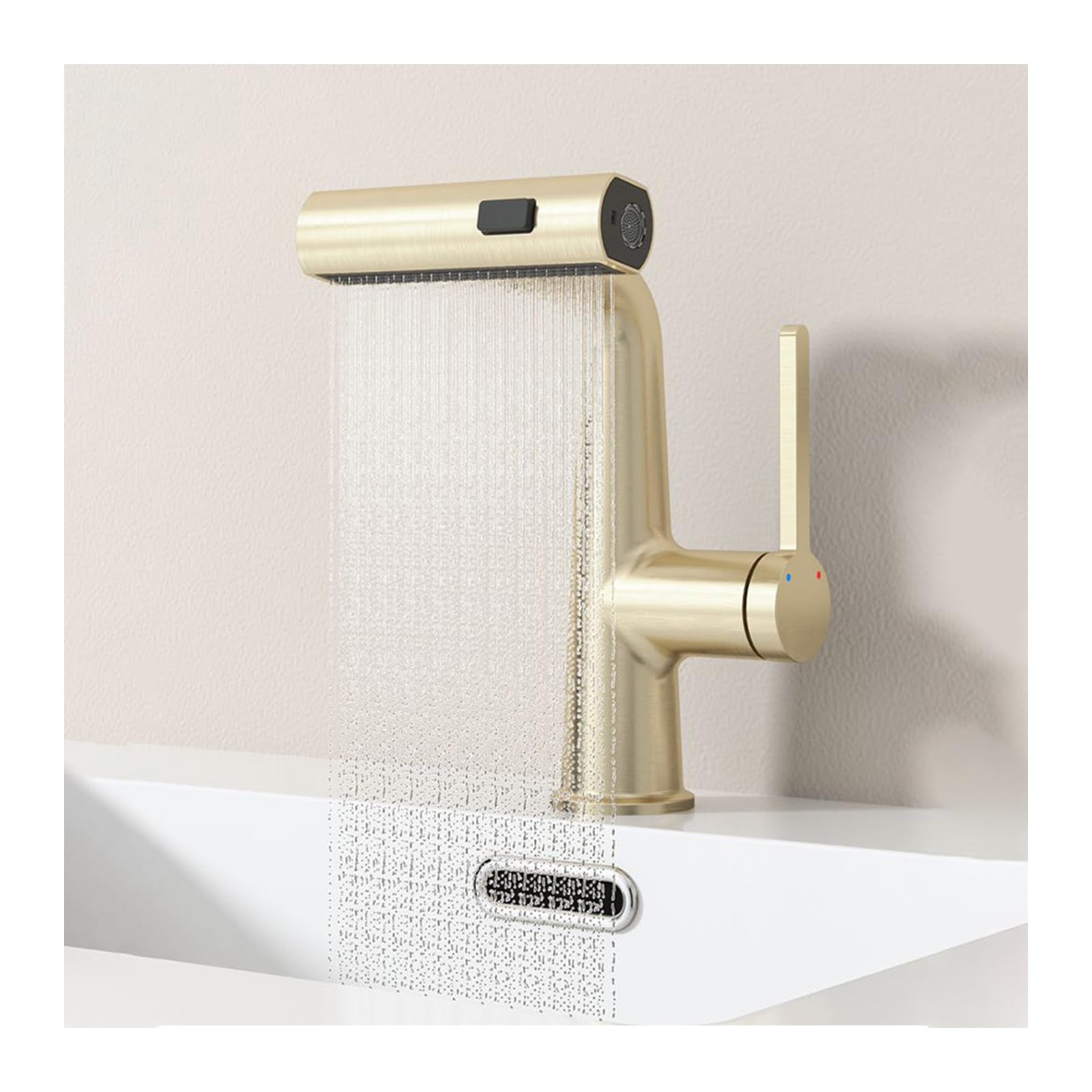 JIPOFAN Bathroom Faucet with Pull Down Sprayer,Single Handle Bathroom Sink Faucet, Waterfall Rainfall Faucet