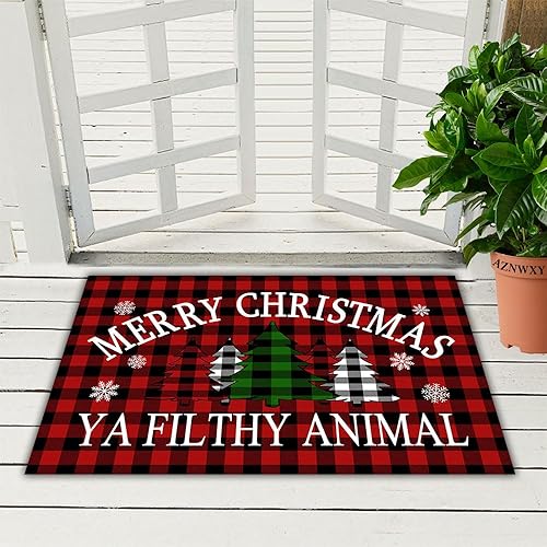 Miniatura 4 de AZNWXY Felpudo con texto en inglés «Merry Christmas» – Felpudo de bienvenida, decoración navideña, felpudo de porche delantero, decoración de casa