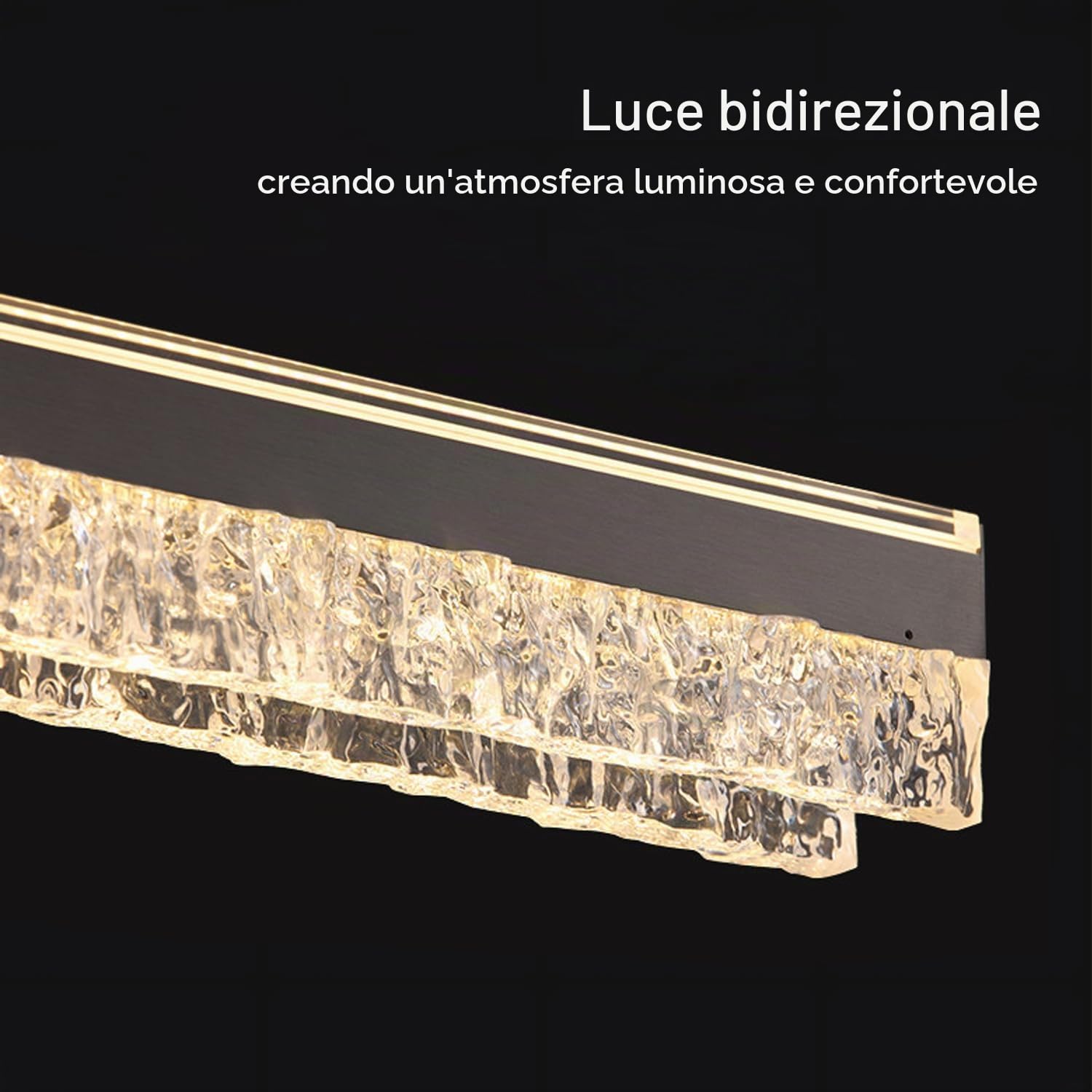 Moderna Lampada a Sospensione a LED per Tavolo da Pranzo Lunga 120cm Dimmerabile Illuminazione a Sospensione a LED per Isola Cucina Lussuosa Plafoniera per Sala da Pranzo e Ufficio
