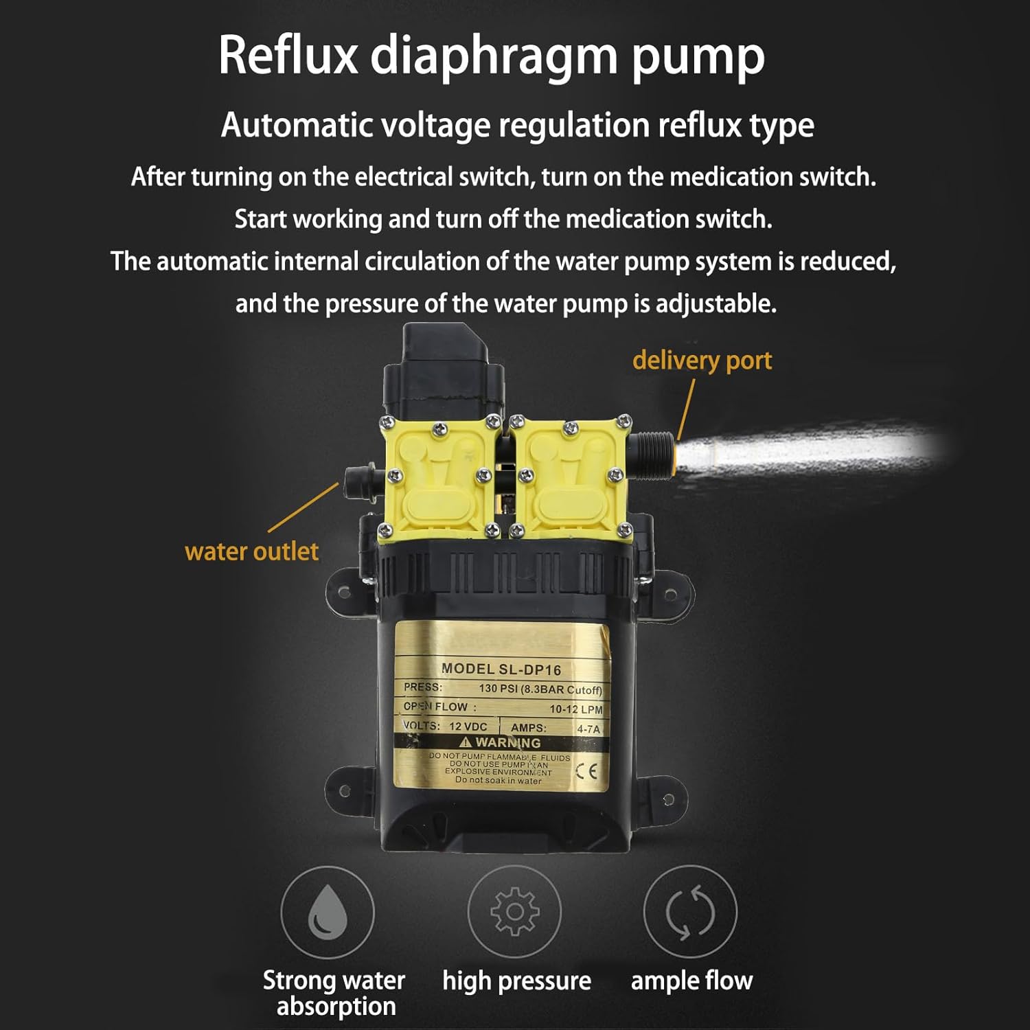 12V High Pressure Agricultural Electric Water Pump Water Sprayer Pumps Dual-Core Power Agricultural Electric Accessories