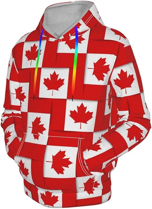 Canadian Canada Flag Men's Cool Hoodie Pullover Long Sleeve Sweatshirts