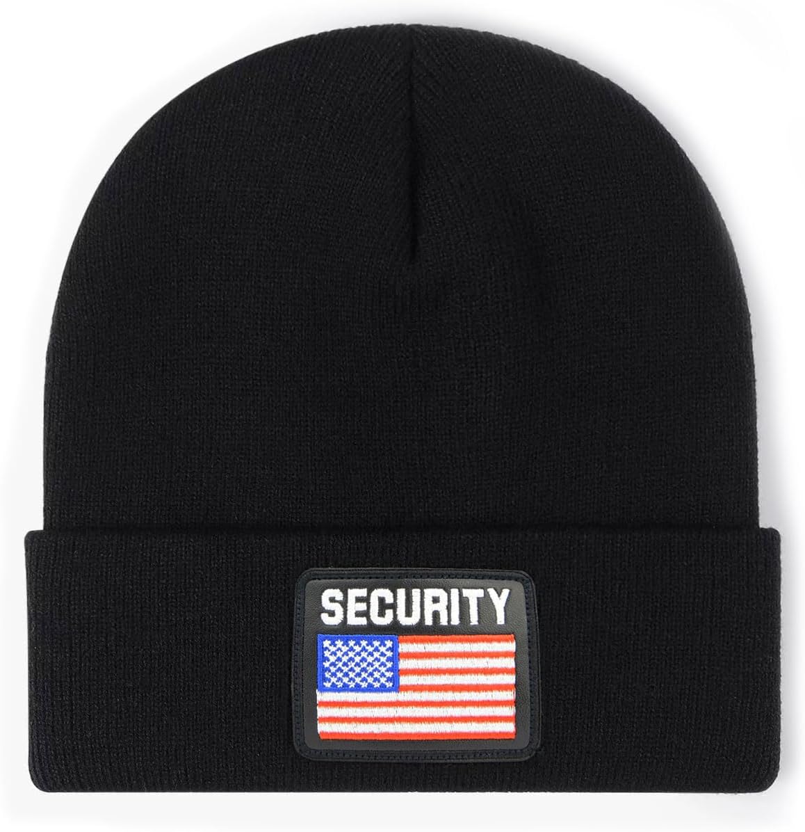 Security American Flag Embroidered Beanie Hat for Men, Patriotic Unisex Beanie for Security, Outdoors & Gifts Black