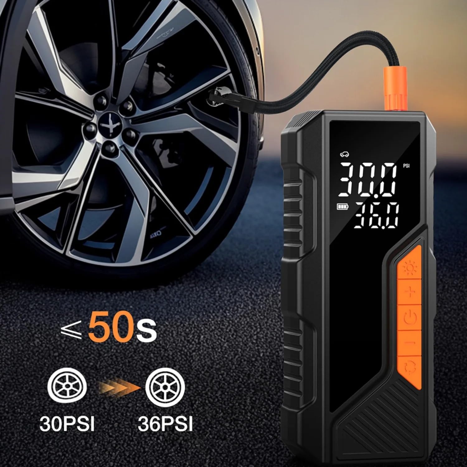Compresores de Aire portátiles Inflador de neumáticos con compresor de Aire portátil, 150PSI, con manómetro Digital, Coches, Motocicletas y Bolas, luz LED Inflador Ruedas Coche