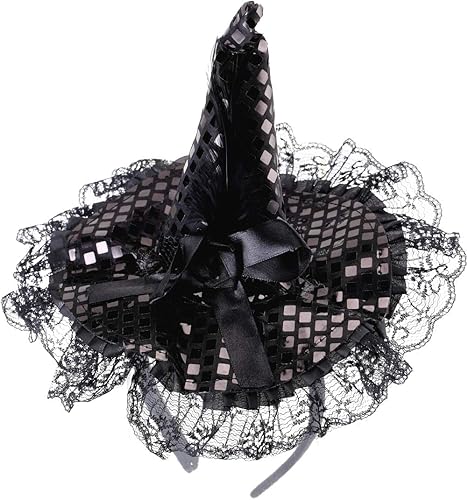 Miniatura 3 de BinaryABC Diadema de sombrero de bruja de Halloween para disfraz de Halloween, suministros de fiesta de disfraces (negro)