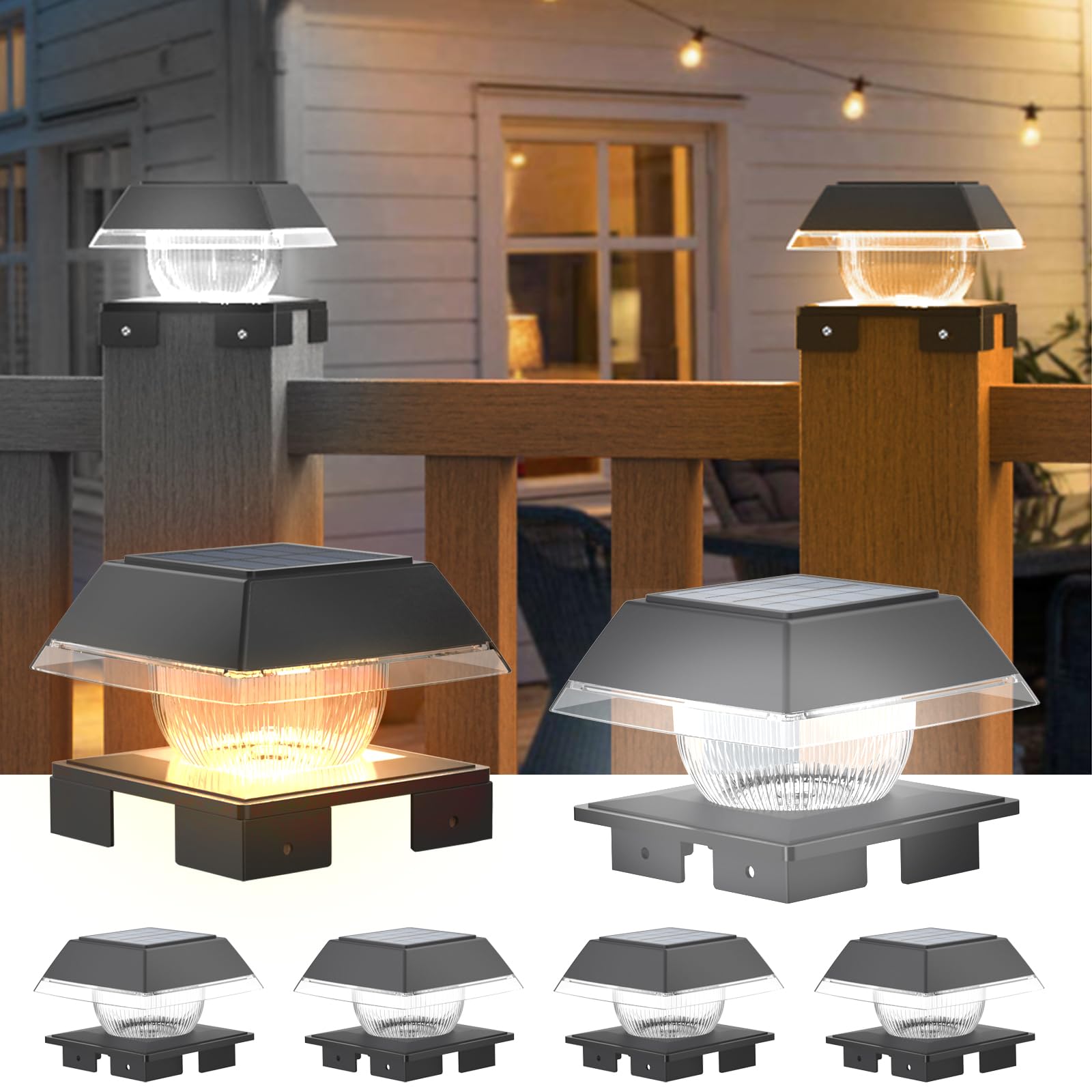 GEYUEYA Home Solar Post Lights Outdoor,6 Pack