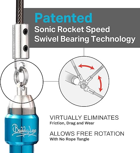 Miniatura 3 de Buddy Lee Aero Speed Jump Rope 2.0 versión mejorada con rodamiento giratorio Sonic Rocket Speed  Cuerda de saltar ajustable y sin enredos para