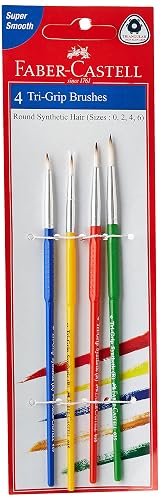 Faber-Castell Tri-Grip Brush - Round, Pack of 4 (Assorted)