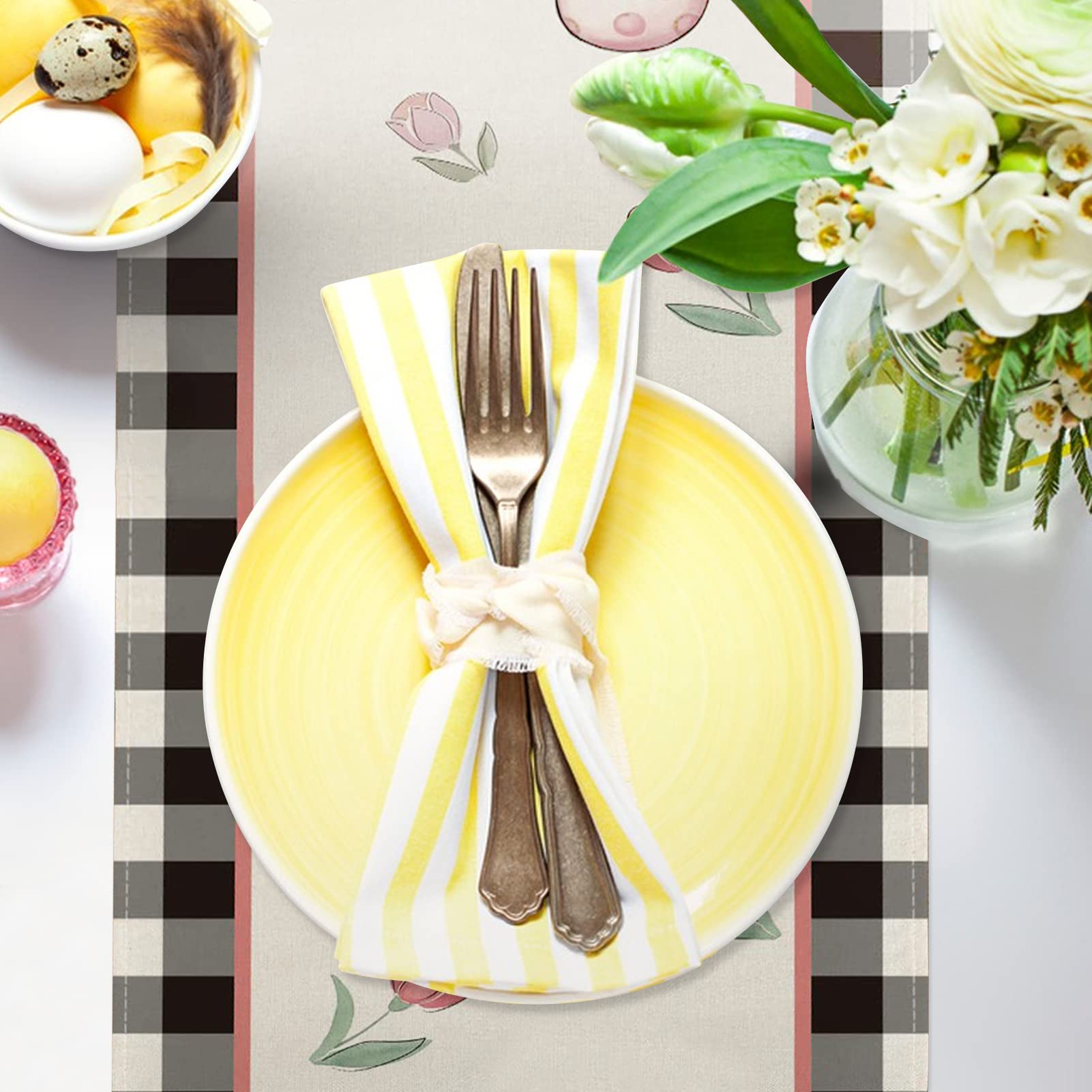 Runner Da Tavola Pasquale Con Coniglietto - Decorazione Primaverile Per Tavola, Design Festivo