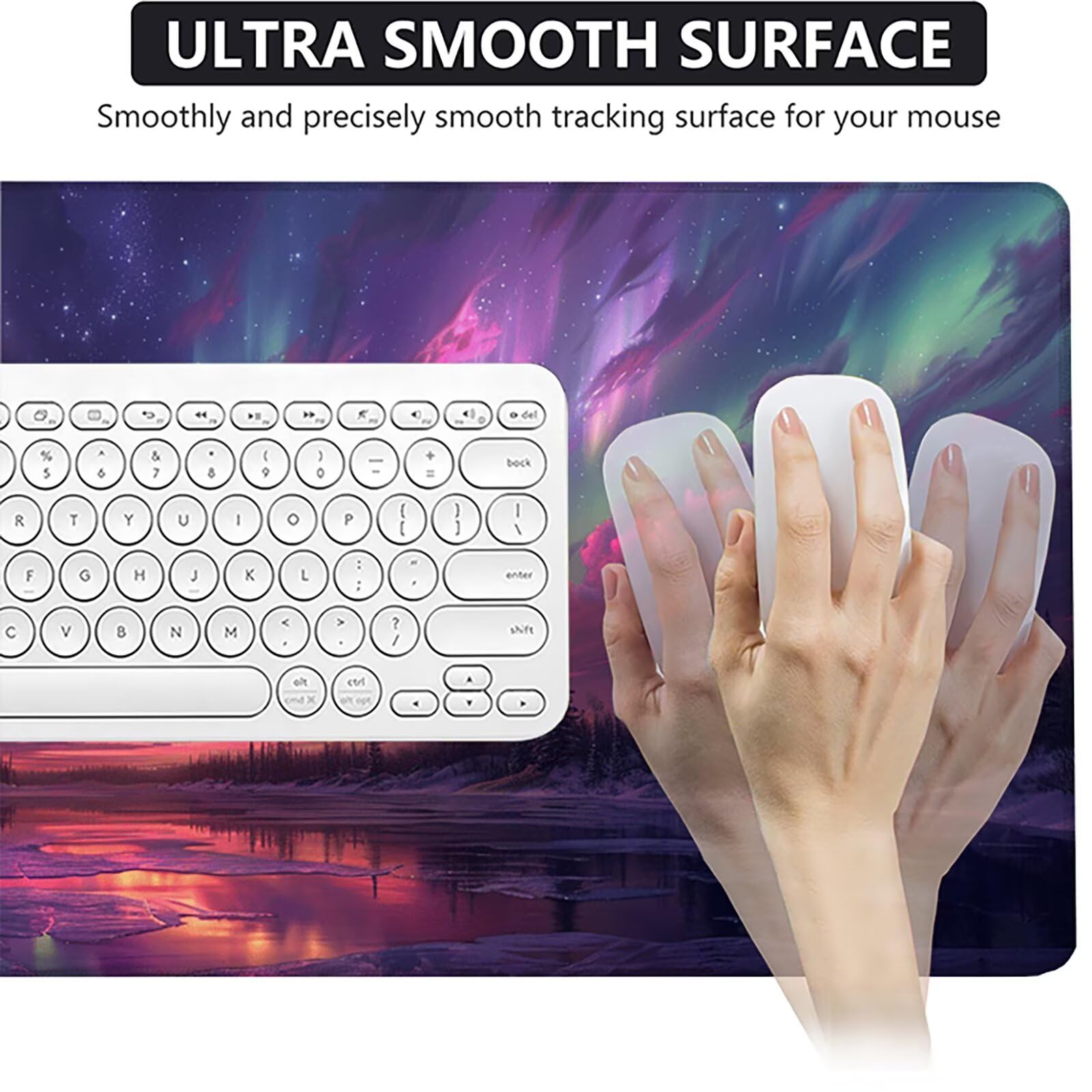 Aurora Alfombrilla Ratón Gaming XXL 1500x800x3mm, Alfombrilla Gaming Rosa Mousepad con Base de Goma Antideslizante, Impermeable Desk Mat para Teclado y Raton, Accesorios Gaming, Regalos de Hombre U-R