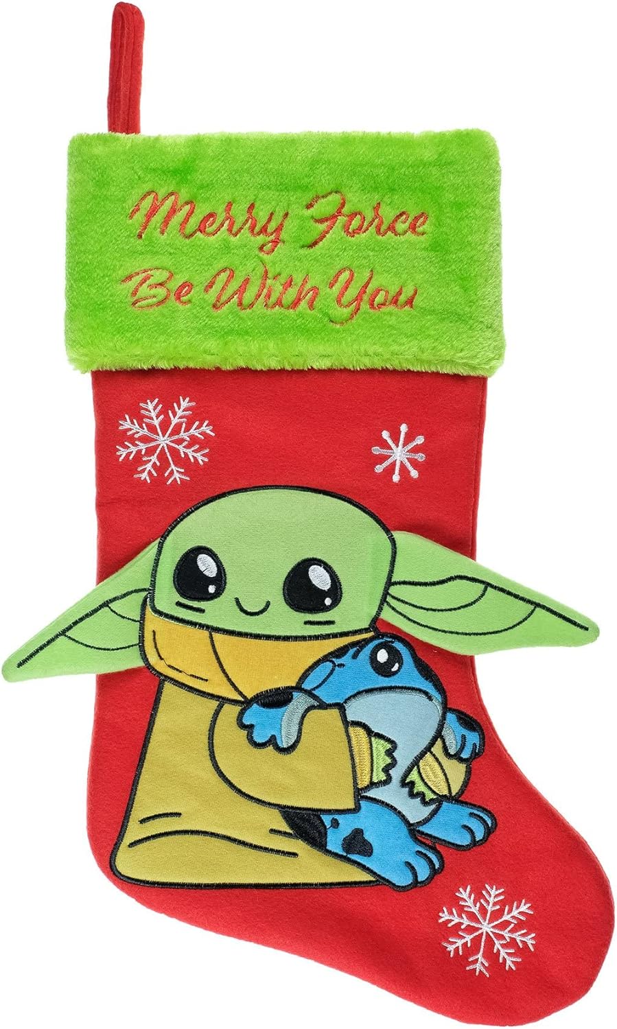 Ruz Star Wars The Child 20" Applique Christmas Stocking, Gift Holder for Stocking Stuffers, Indoor Home Decor and Holiday Decoration