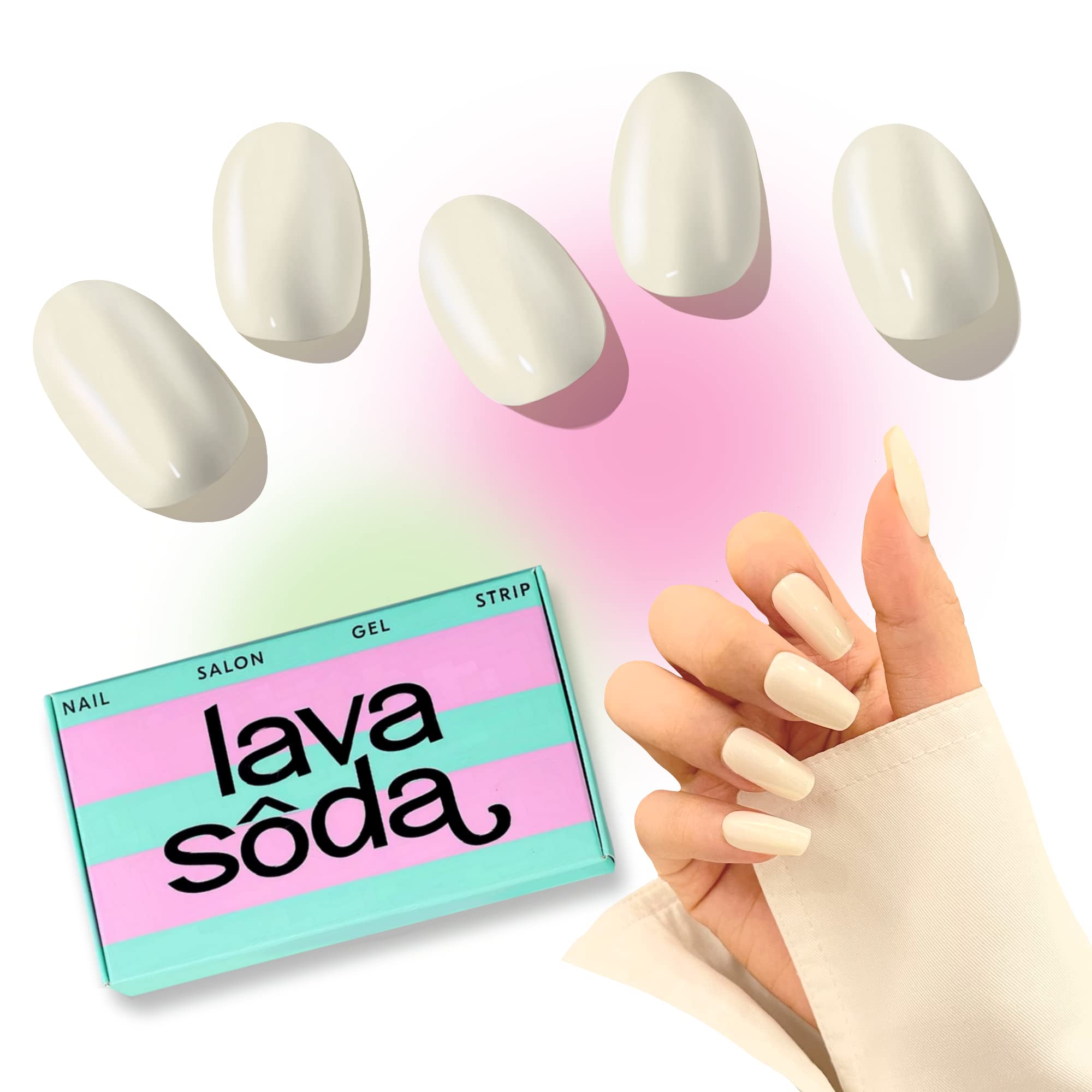 LavasodaSemi Cured Gel Nail Strips, 26pcs, Extra Glossy, Breathable Medical Adhesive, Summer Nail Wraps/Stickers, 14 Days Long Lasting, Easy Application, Ballet Soul