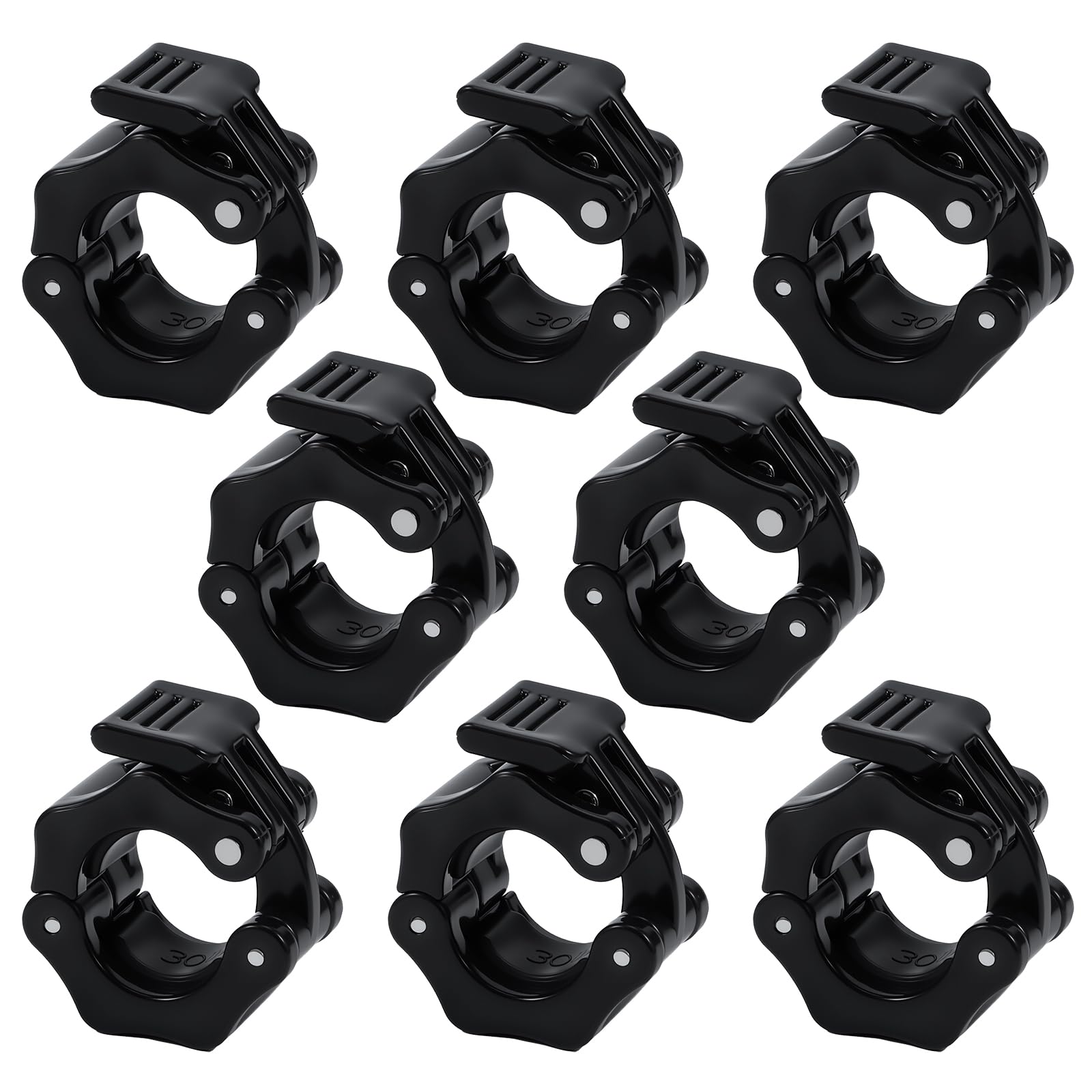 8 Pezzi Morsetto Bilanciere 30mm Olimpico Bar Collare, Accessori Bilanciere, Collare Sgancio Rapido, Ottimo per Sollevamento Pesi, Allenamento della Forza, Fitness, Allenamento