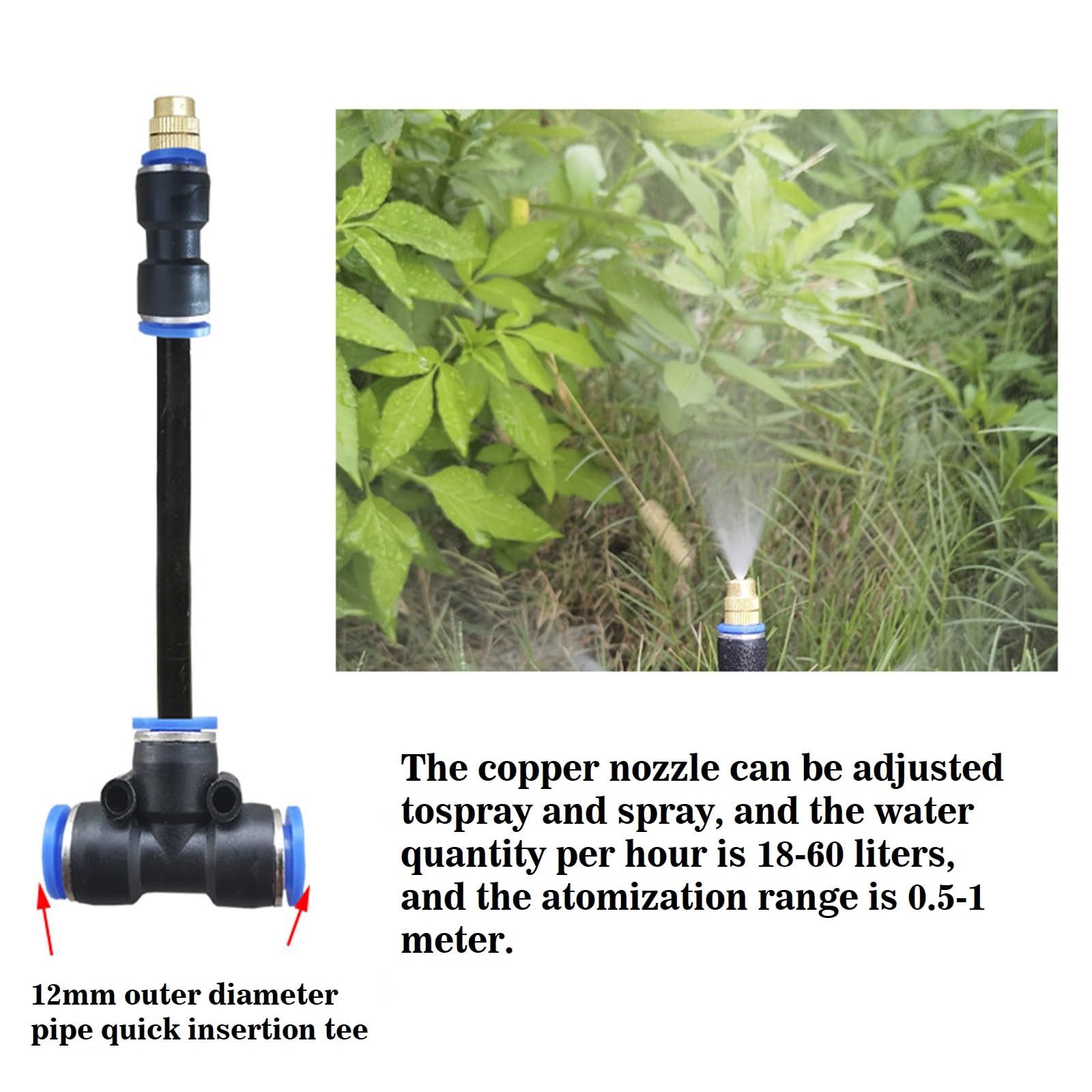 Actualización del sistema de boquilla de cobre de riego de 82 pies, sistema de riego automático con pulverizador reemplazable de 360°, boquilla de cobre atomizadora para sistema de riego para jardín,