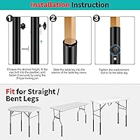 Vista 8 de Elevadores de mesa plegables para mesas plegables, patas rectas/dobladas, extensiones de patas de mesa plegables duraderas, 4 niveles/alturas