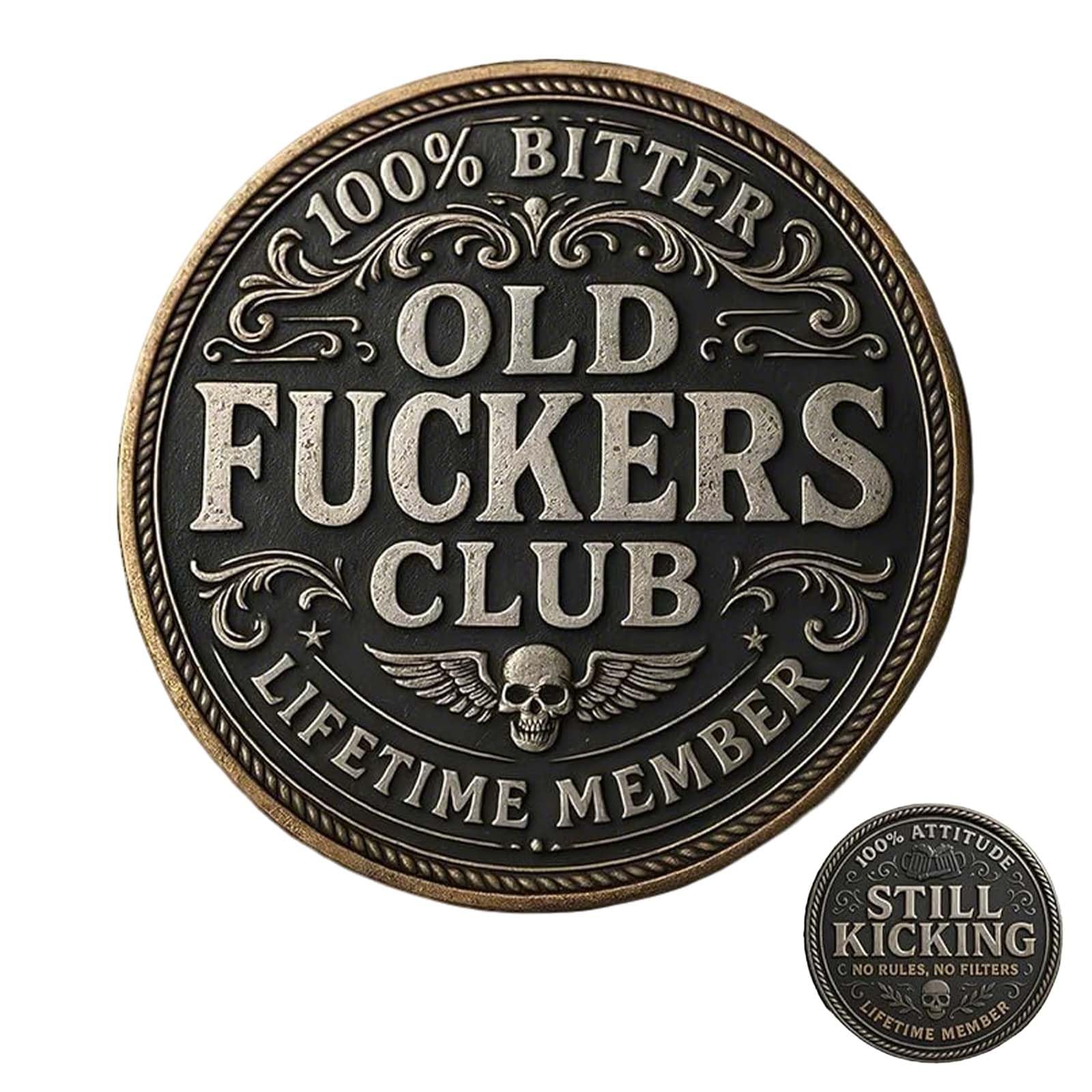 Lifetime Member Commemorative Coin, Vintage Embossed Metal Alloy Collectible with Skull & Wing Motif