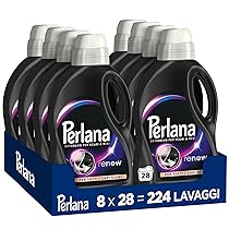 Perlana Detersivo Scuri e Neri (8 confezioni da 28 lavaggi), Detersivo lavatrice liquido per tutti i capi scuri, Detersivo capi neri per fibre rinnovate