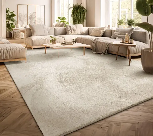Tapis de Couloir Crème Moderne 160x220 cm - Lavable et Durable