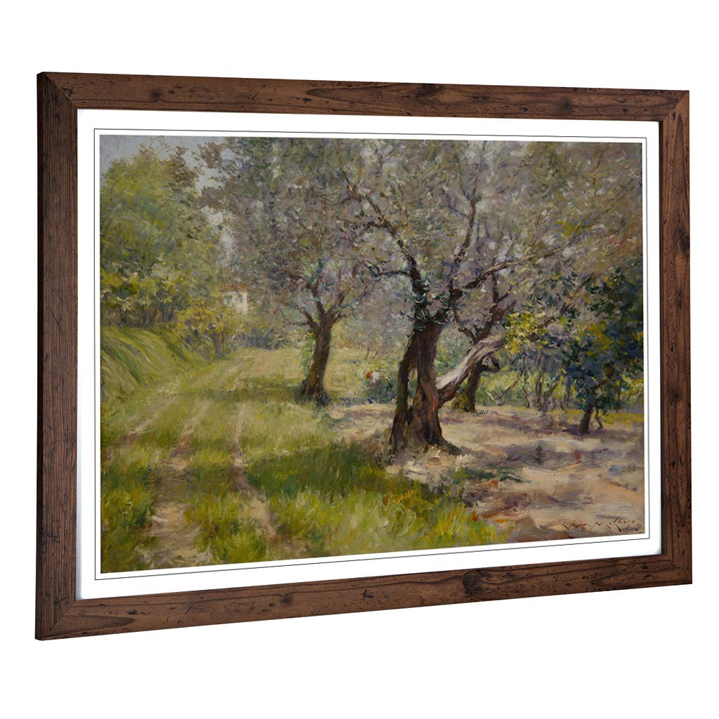 Big Box Art Framed Print of William Merritt Chase The Olive Grove Design | Wall Art Picture | Home Decor for Kitchen, Living Room, Bedroom, Hallway, Walnut, A2 / 24.5x18 Inch / 62x45cm