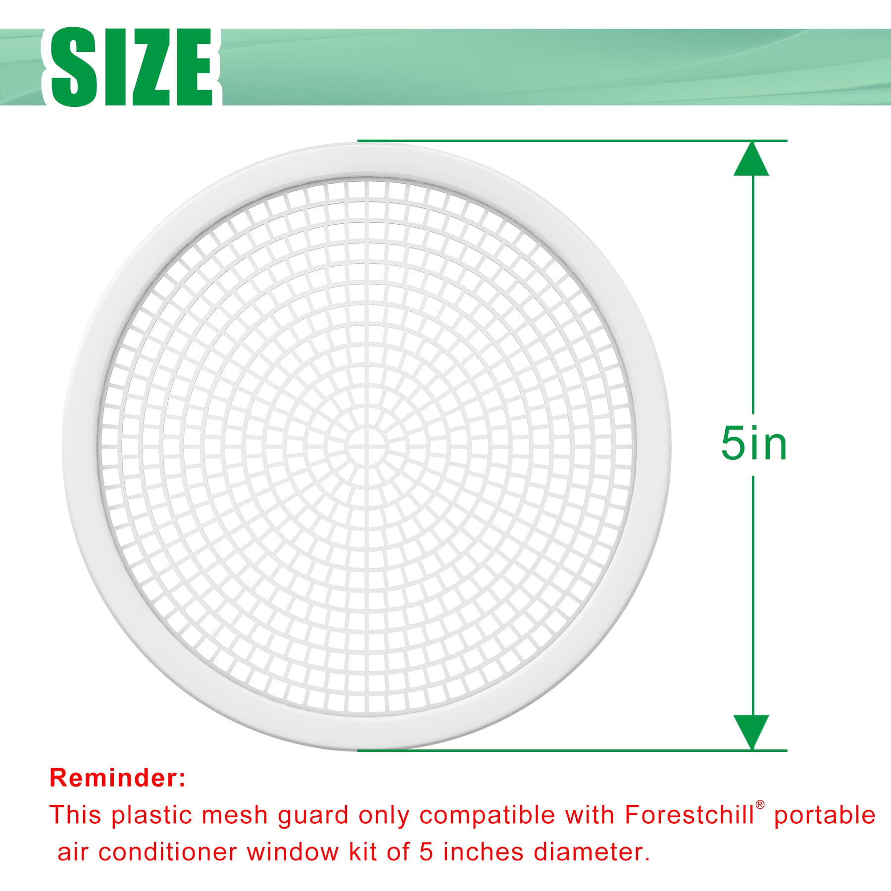 Kit de placas de sellado de ventana de aire acondicionado portátil, accesorios de repuesto, protector de malla de plástico de 5 pulgadas de diámetro 2