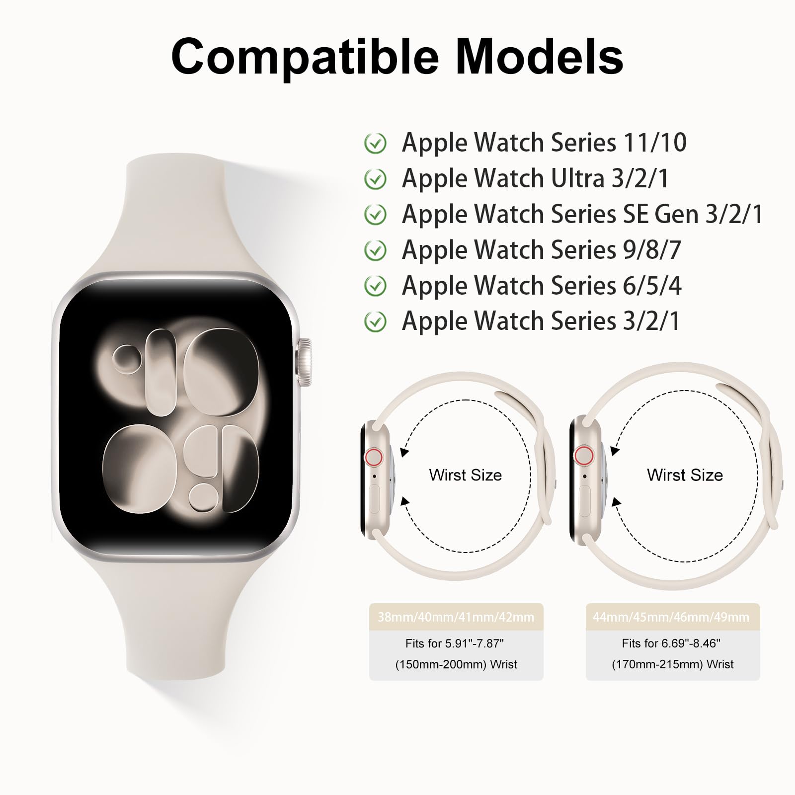 Compatible avec Apple Watch 38 mm, 40 mm, 41 mm, 42 mm, 44 mm, 45 mm, 49 mm, bracelet de sport unisexe fin en silicone pour iWatch Series 9 8 SE 7 6 5 4 4 3 2