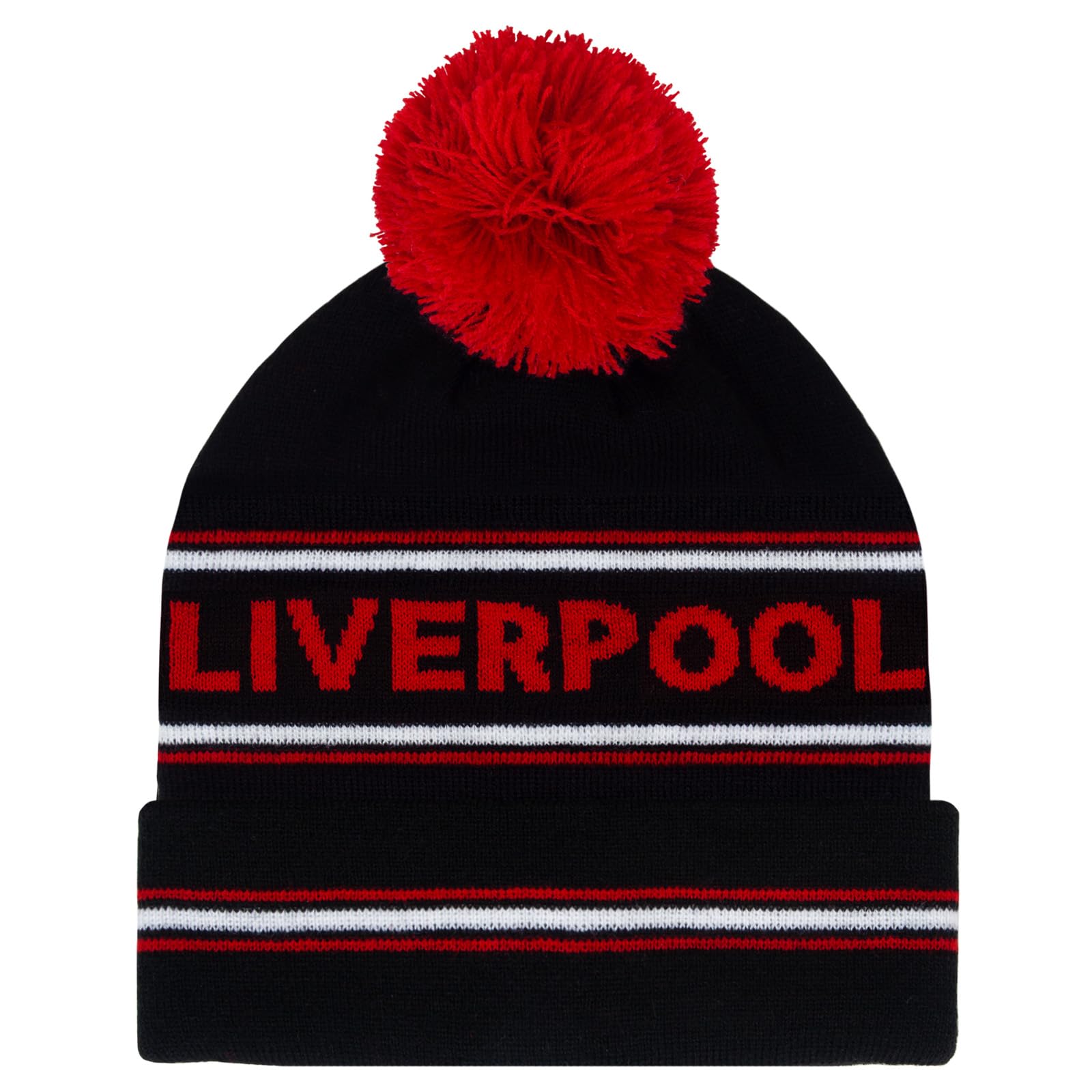 fan originals Liverpool Text Bobble Hat Black Red