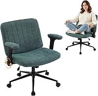 Vista 1 de VINGLI Criss Cross Chair with Adjustable Flip-Up Arms,Cross Legged Chair with Wheels,Extra Wide Office Chair,Desk Chair for
