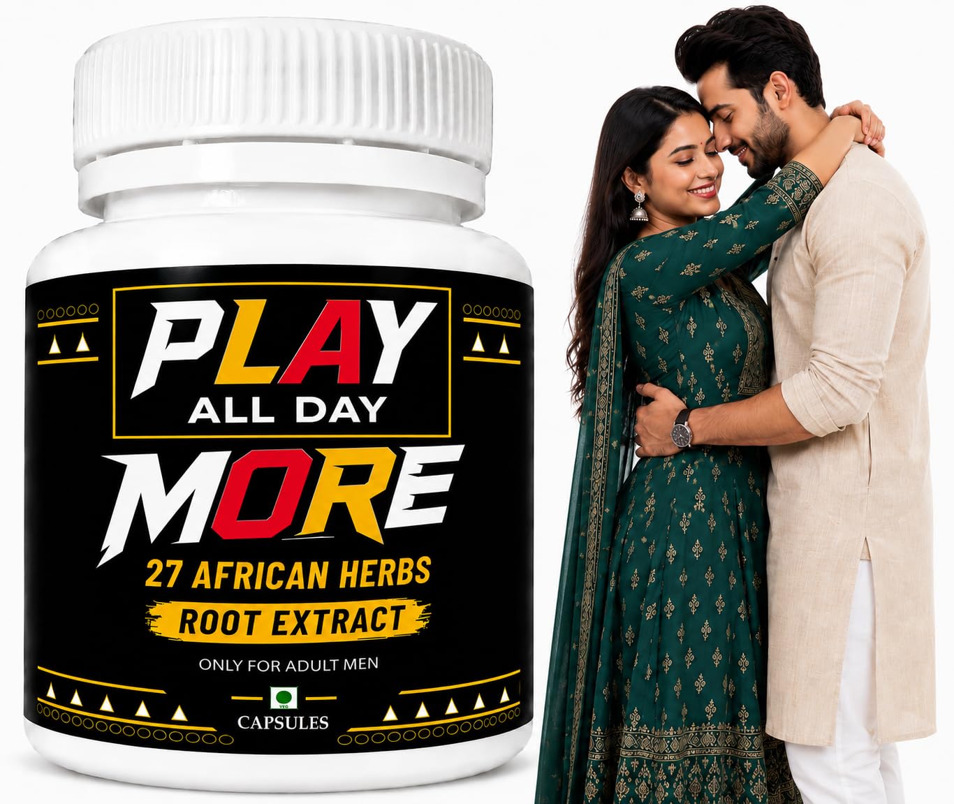 Play All Day More 27 African Herbs | Natural Strength For Daily Life | Ayurvedic Formula 60 Capsules