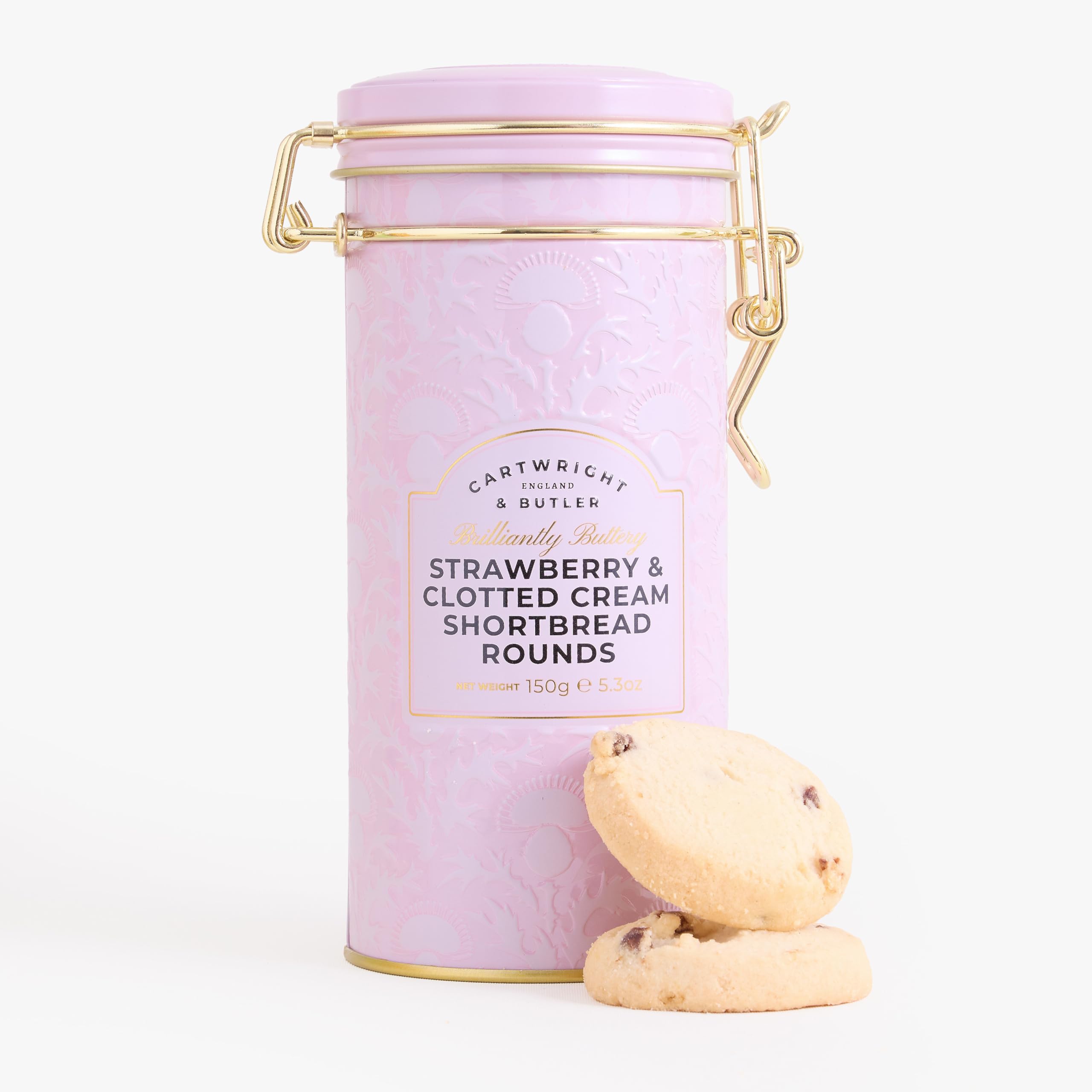 Cartwright & Butler    Pink C&B Strawberry & Clotted Cream Shortbread Rounds In Tin 150G in Size Single, BrandAlley