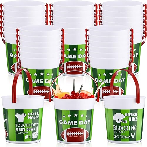 Ziliny Cubos de ron de cóctel de fútbol de 32 onzas, cubos de ron portátiles para bebidas, cubos de plástico para bebidas con asa para fiesta de