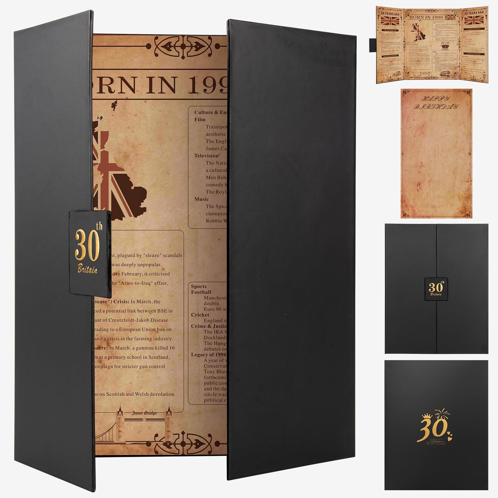 Born in 1946 UK 80th Birthday Gift Set with 3 Vintage Posters – Tri-Fold Birth Year Timeline, Dual-Fold Childhood Memories & Bonus Blank Greeting Card for Personal Messages, Retro Party Decorations — view 18