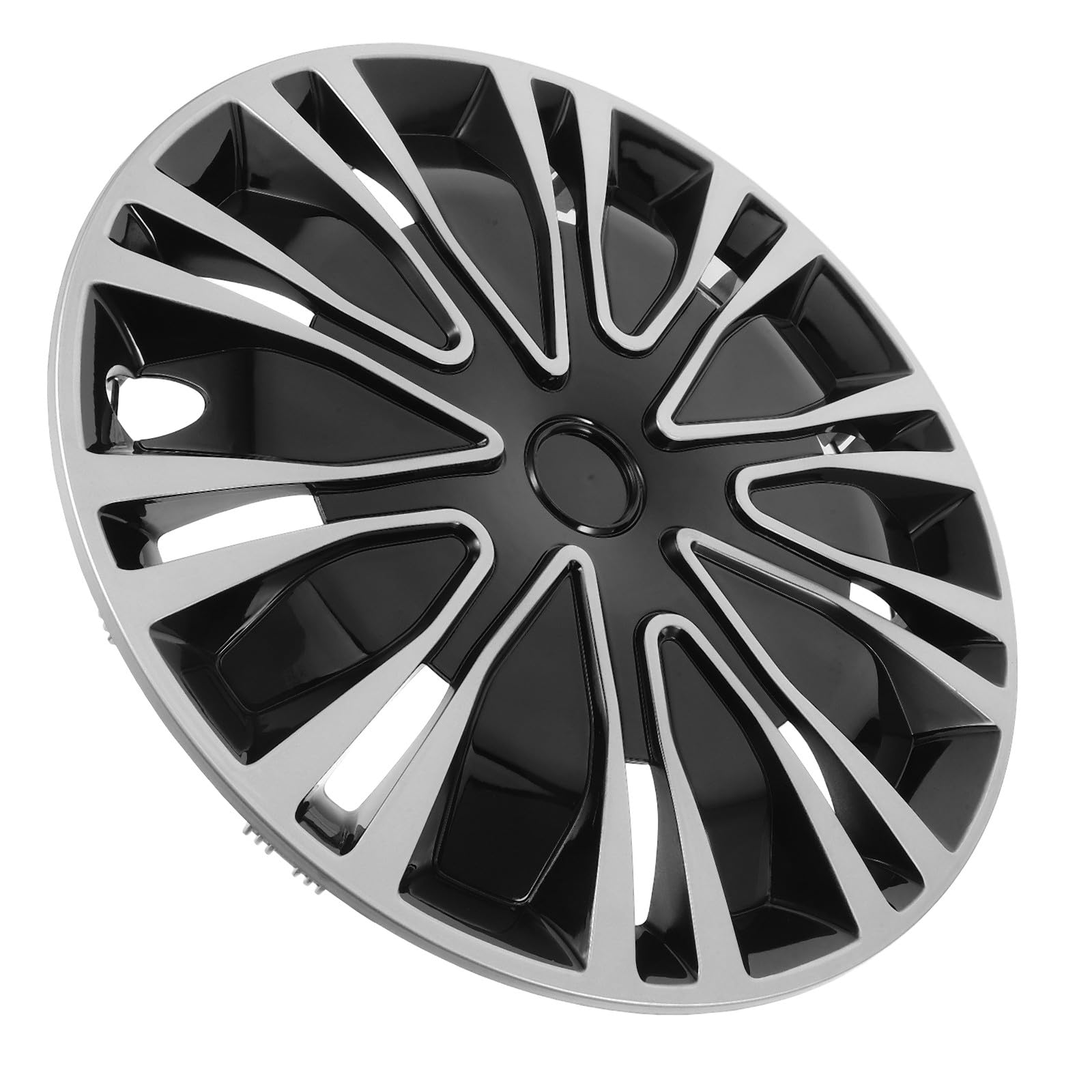 Enjoliveurs Décoratifs de Roue Universels pour Voiture 16 Pouces en Polypropylène Argenté et Noir, Cache-moyeux Automobiles Robustes Adaptés à Divers Modèles, Accessoire Auto