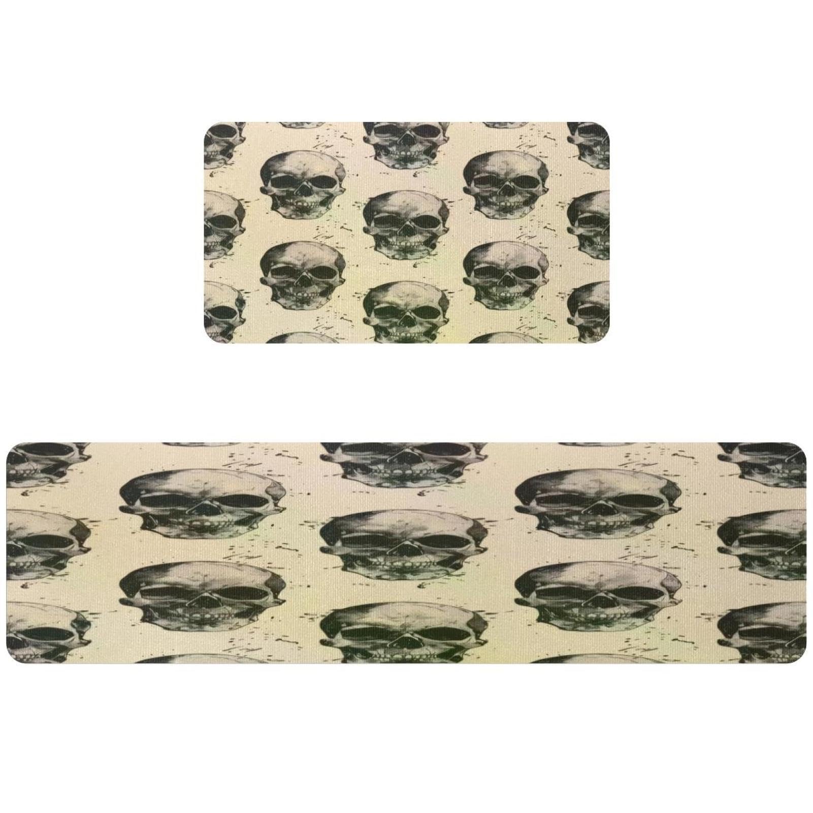 Alfombrillas de cocina antideslizantes y lavables de calaveras pack de 2