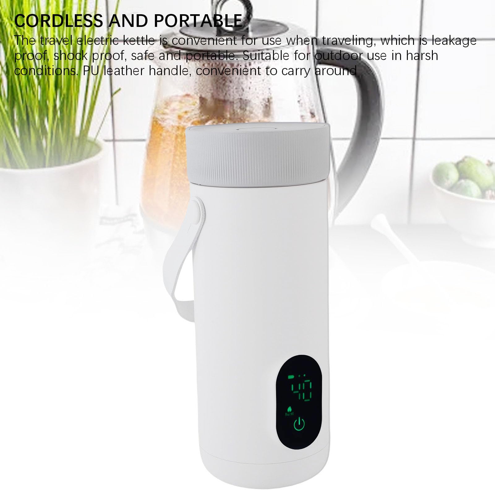 Haofy Bouilloire électrique de Voyage, Chaudière à Eau Portable Rechargeable par USB de 350 Ml, Bouilloire à café à thé à Température Constante en Acier Inoxydable avec Protection contre les Brûlures