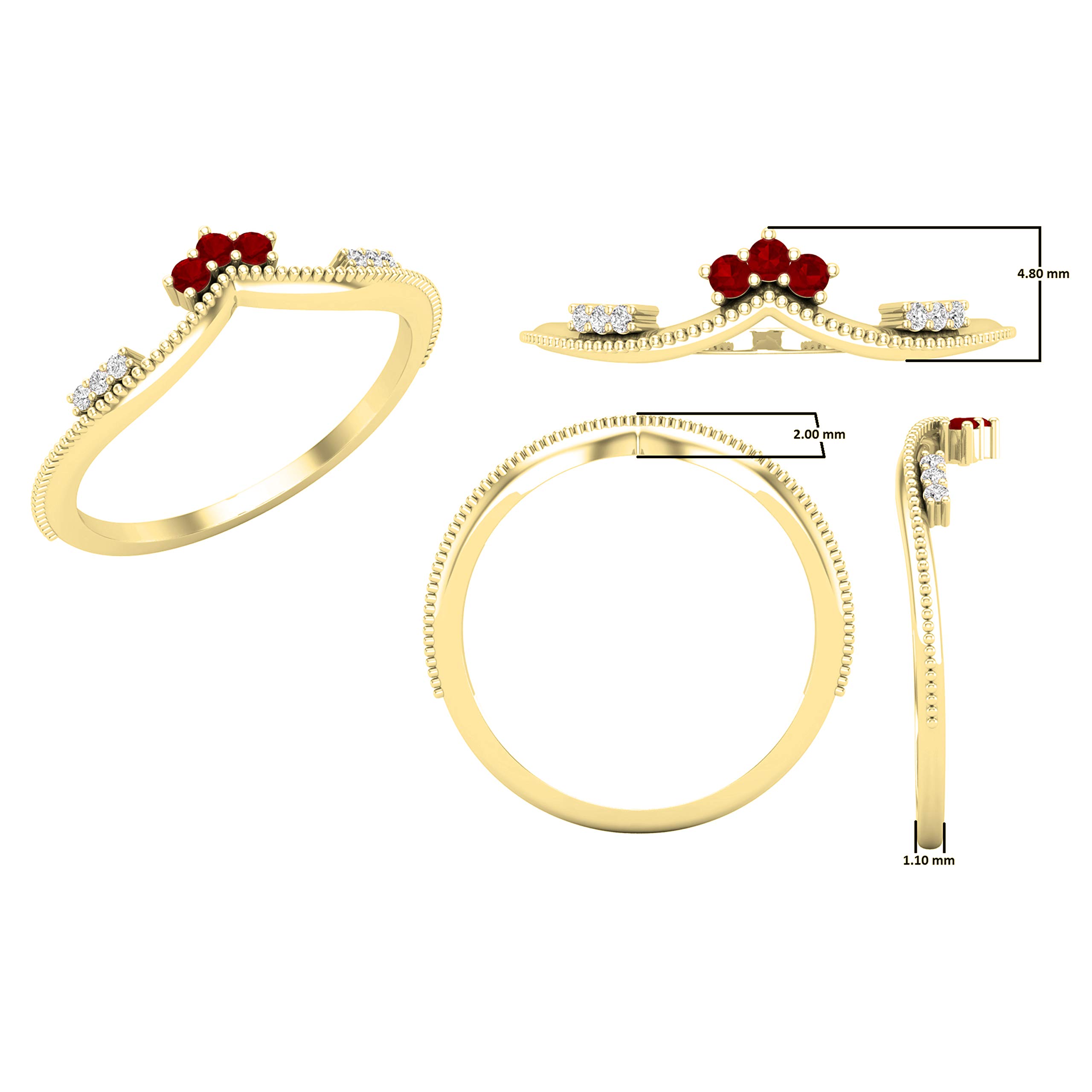 DazzlingRock Collection 10 quilates oro amarillo redonda Red IJ Ruby diamante blanco
