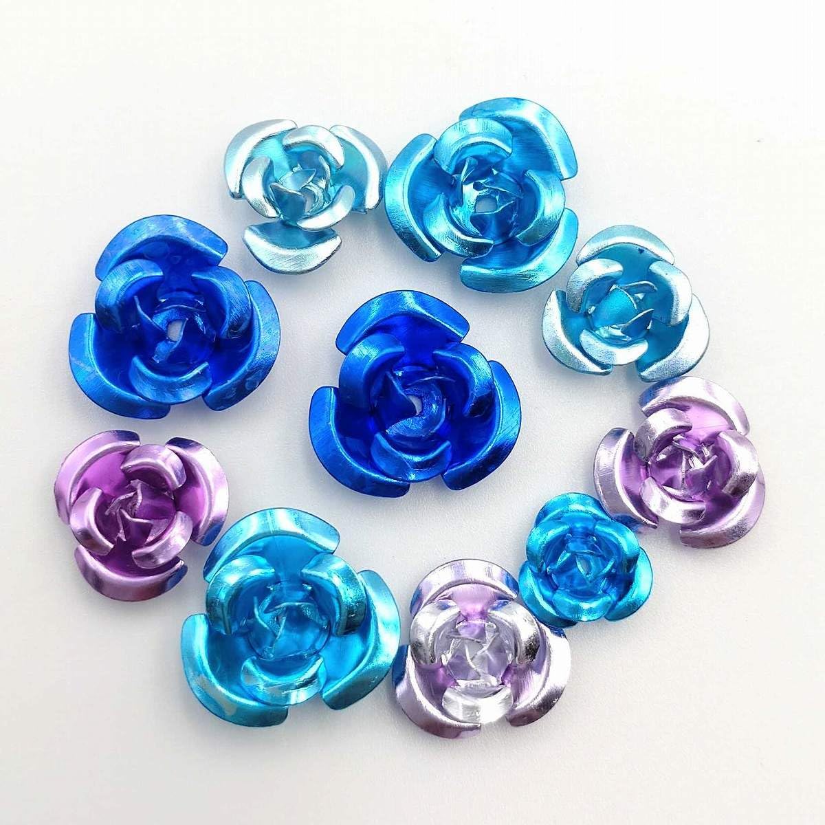 Amazon.co.jp: ビーズクラブ アルミ薔薇パーツ K-064 ブルー 水色 