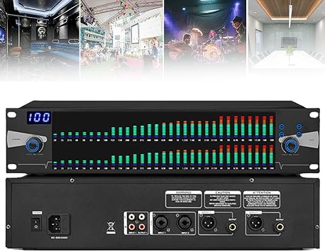 Dual 31 Band Professional Stereo Equalizer with 10 Preset Effects and Low/Mid/Treble Independent Adjustment, Graphic Equalizer for Recording Studio