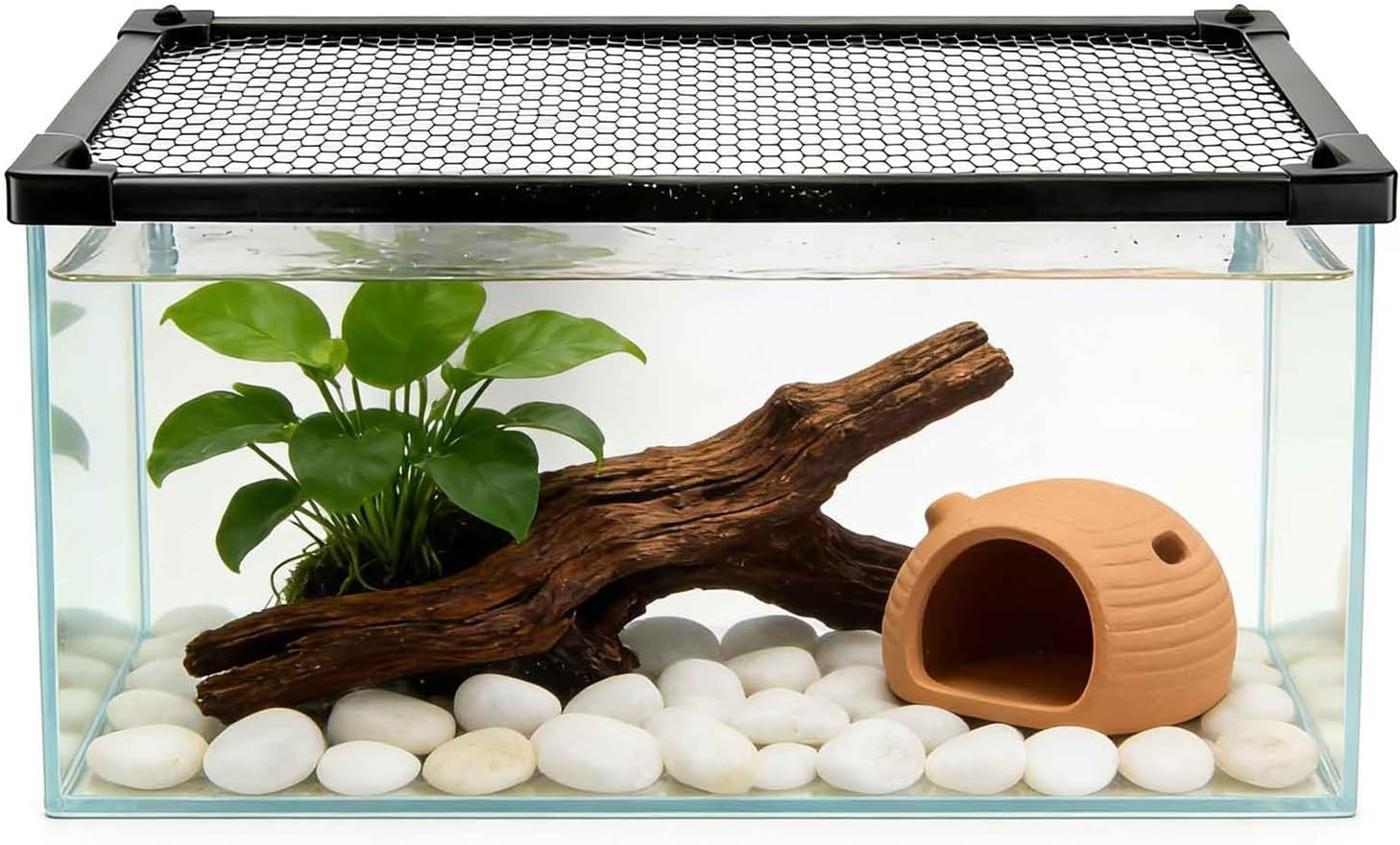 DIY Fish Tank Top Cover/Anti-Jumping Net, Net Aquarium Lid with Magnetic Edges Prevents Fish Jumping and Reptile Escapes(50x35CM/19.69x13.78in)